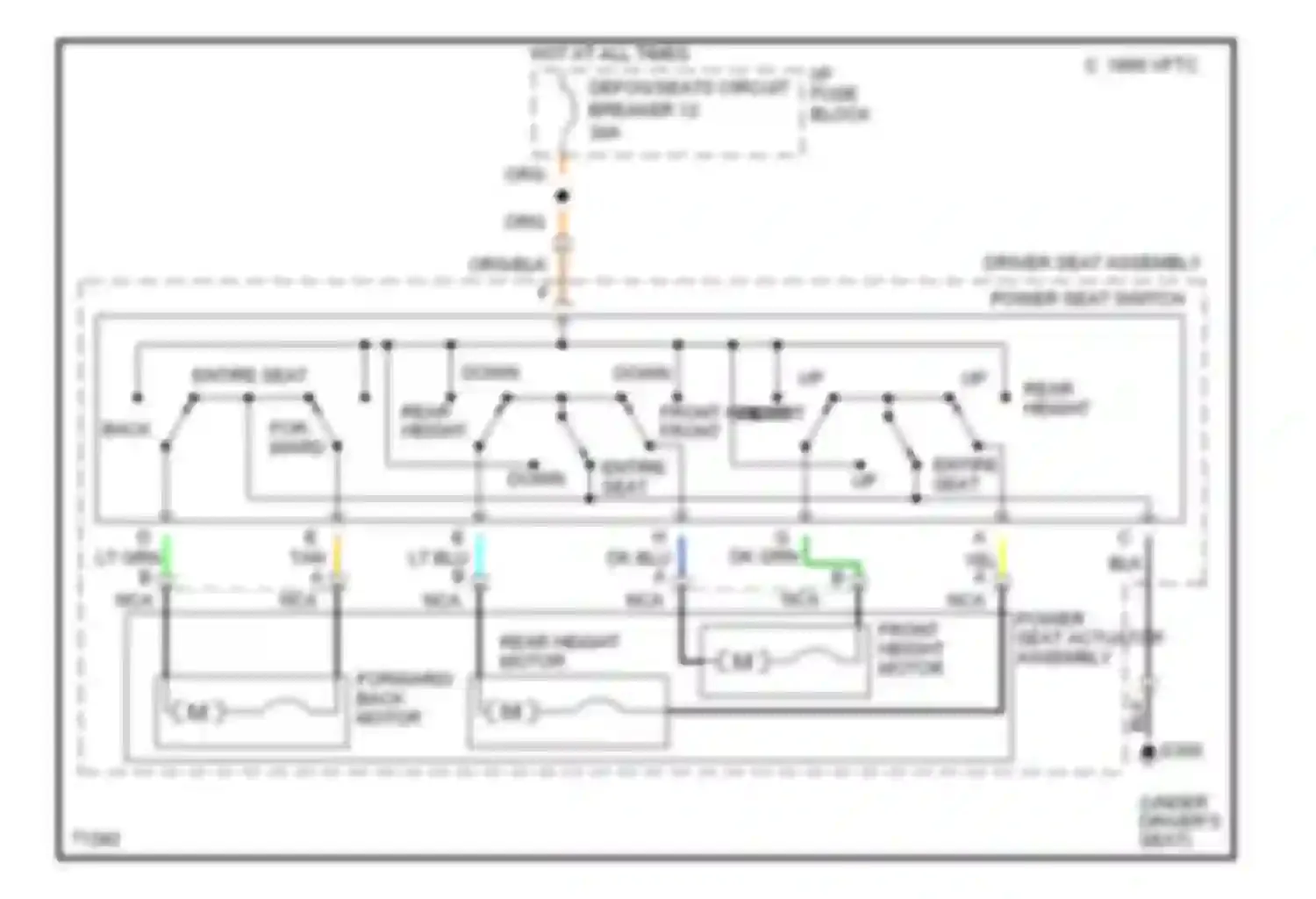 Wiring diagram hot at all times defog/seats circuit breaker 12 for Chevrolet Camaro IV (1992-1998) (1 of 3)