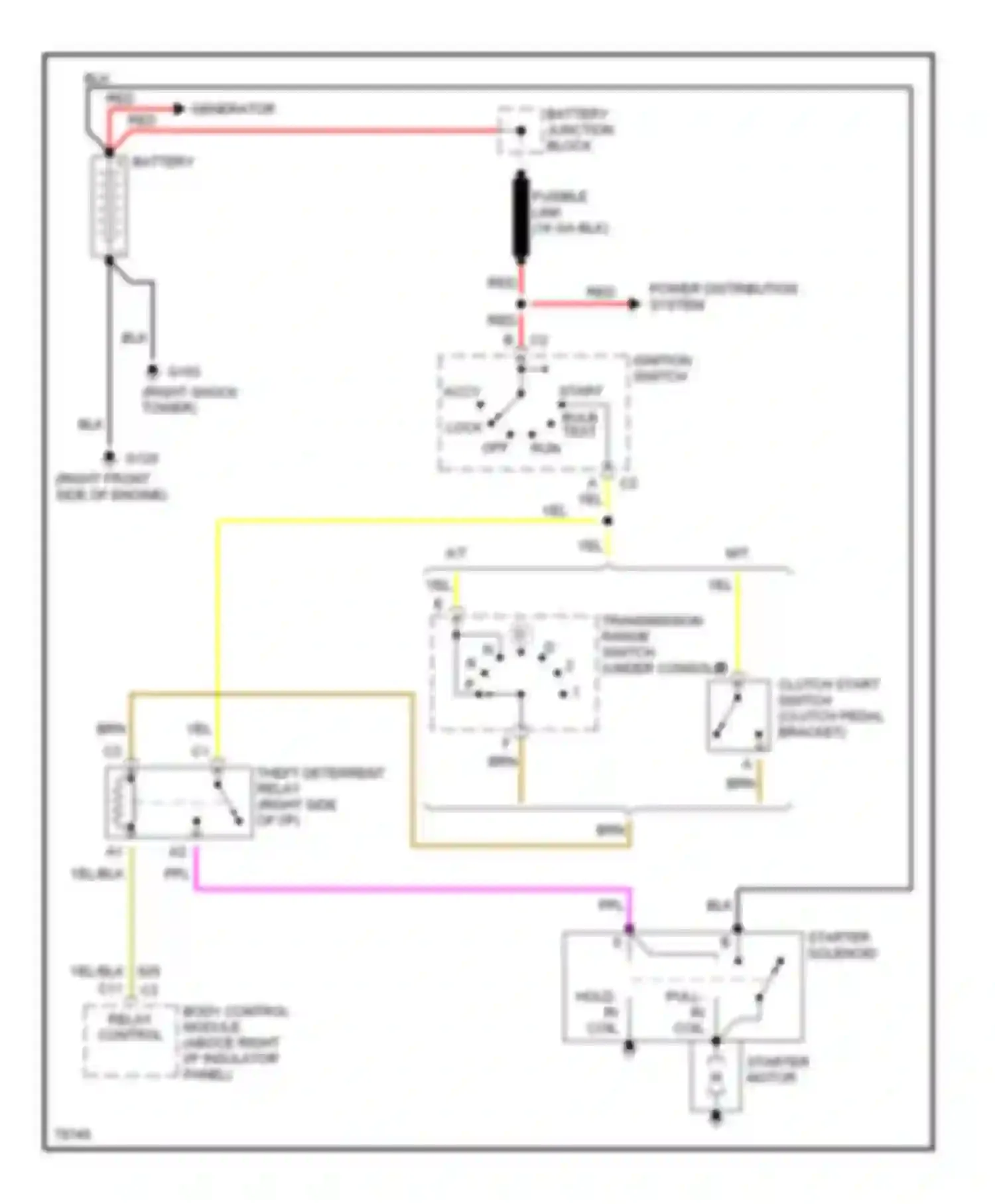 Wiring diagram starter motor for Chevrolet Camaro IV (1992-1998) (1 of 1)
