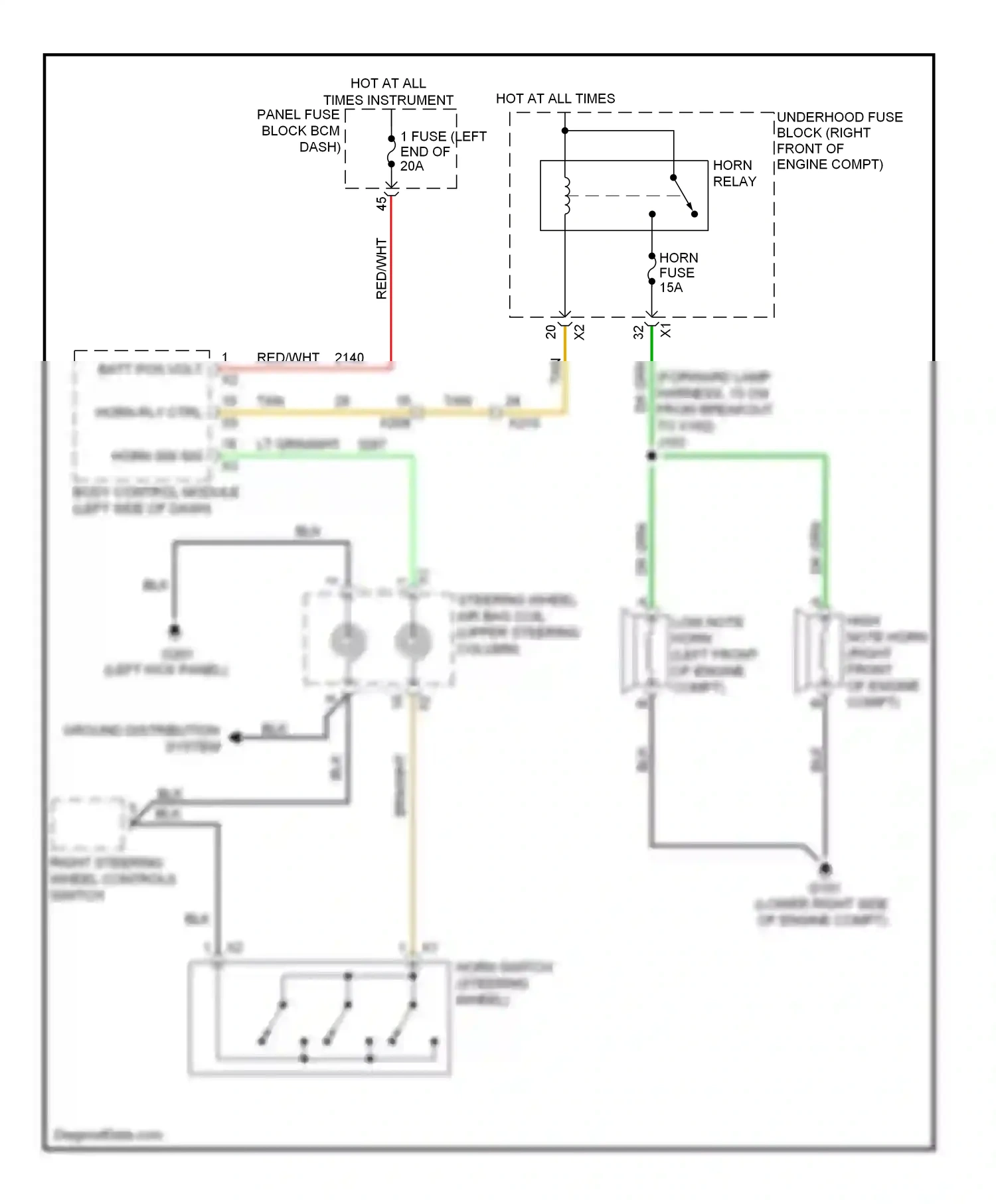Wiring diagram low note horn for Chevrolet Camaro V facelift (2013-2015) (2 of 2)