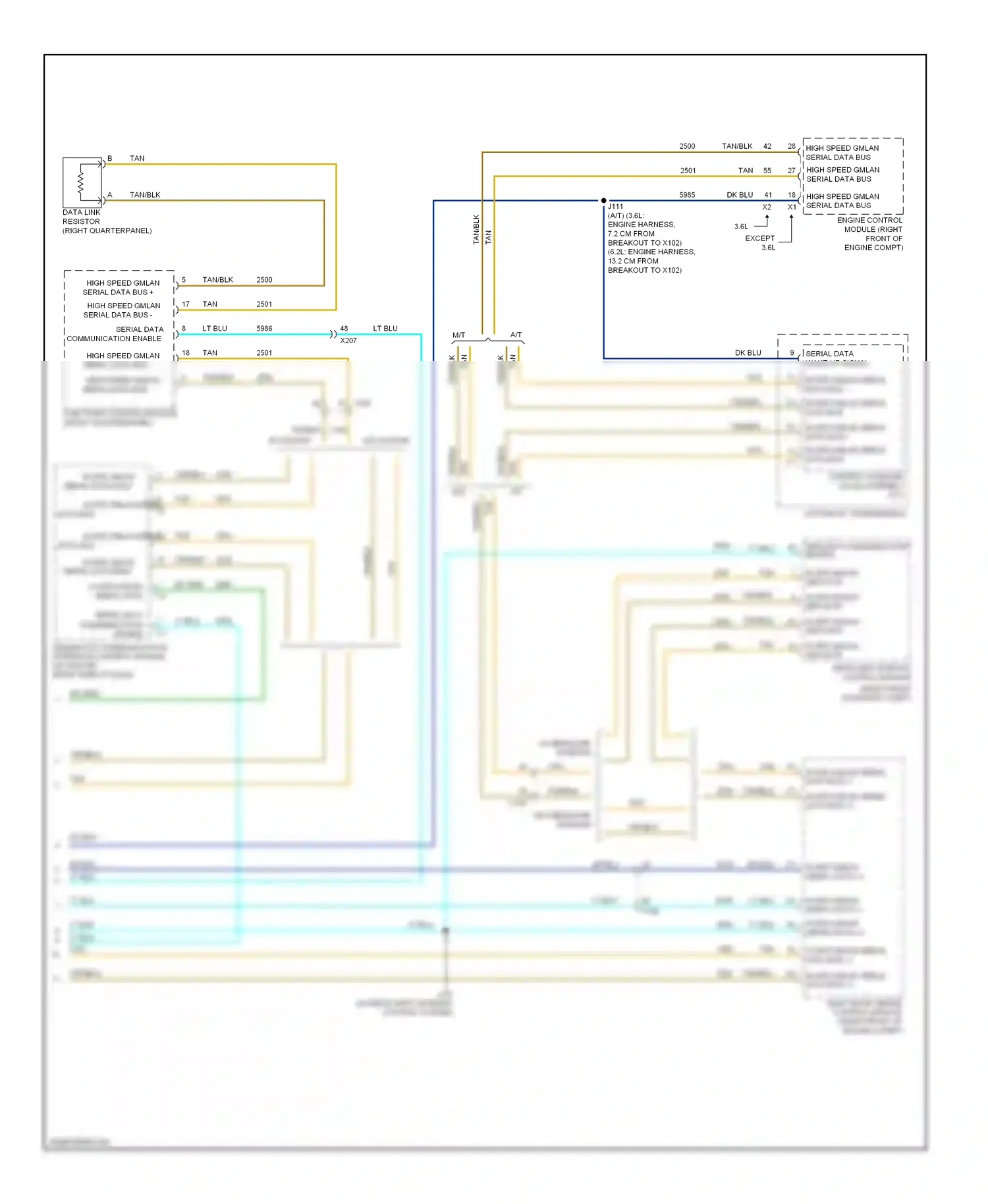 Wiring diagram except 3.6l for Chevrolet Camaro V (2009-2013) (1 of 2)