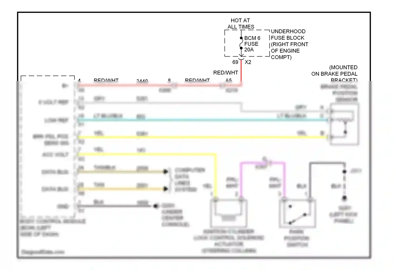 Chevrolet Camaro V (2009-2013) park position switch wiring diagram  (2 of 2)