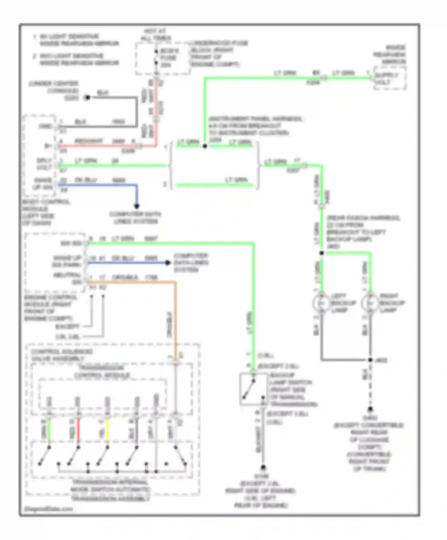 Wiring diagram wake up sig park/ neutral sig for Chevrolet Camaro V (2009-2013) (1 of 1)