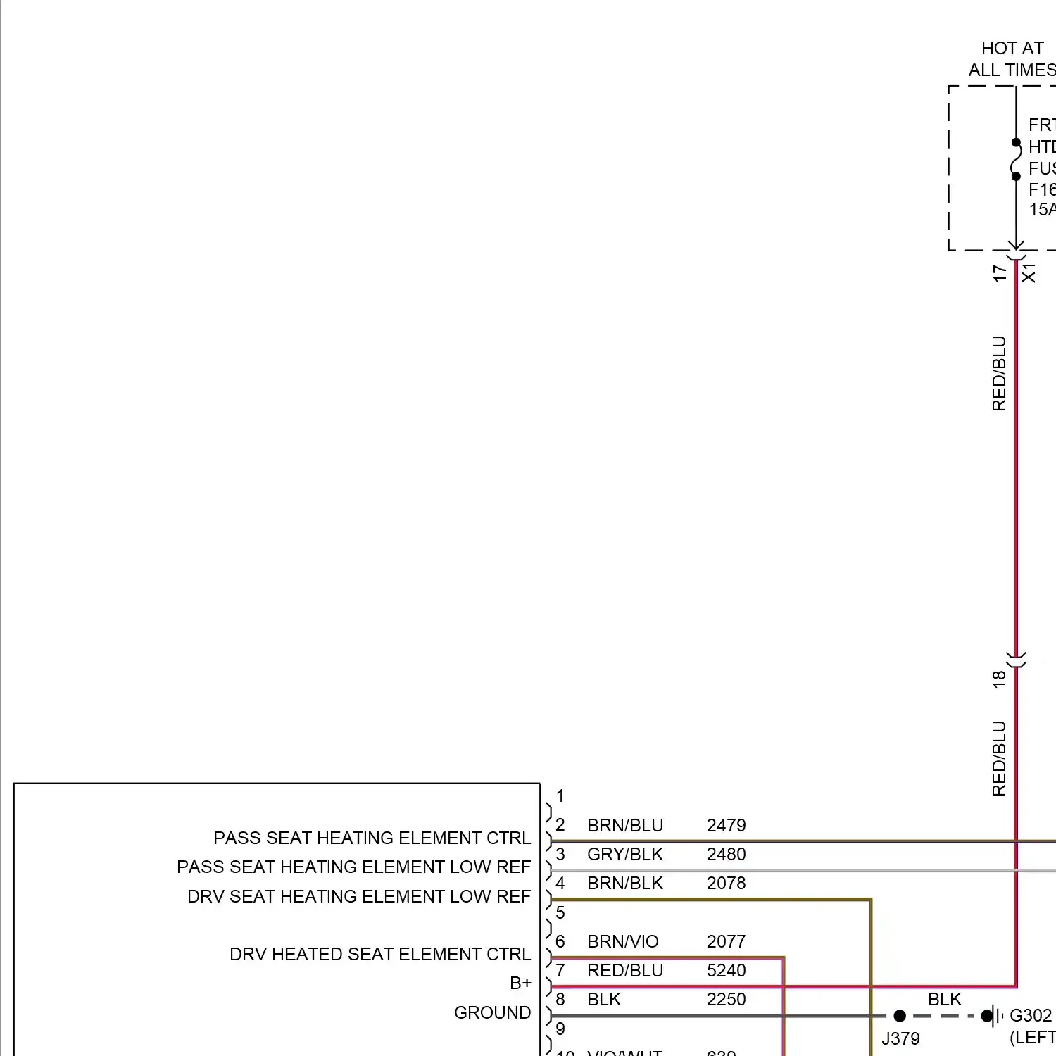 demo - Front heated seats circuit (1 of 2) Front heated seats circuit (1 of 2)