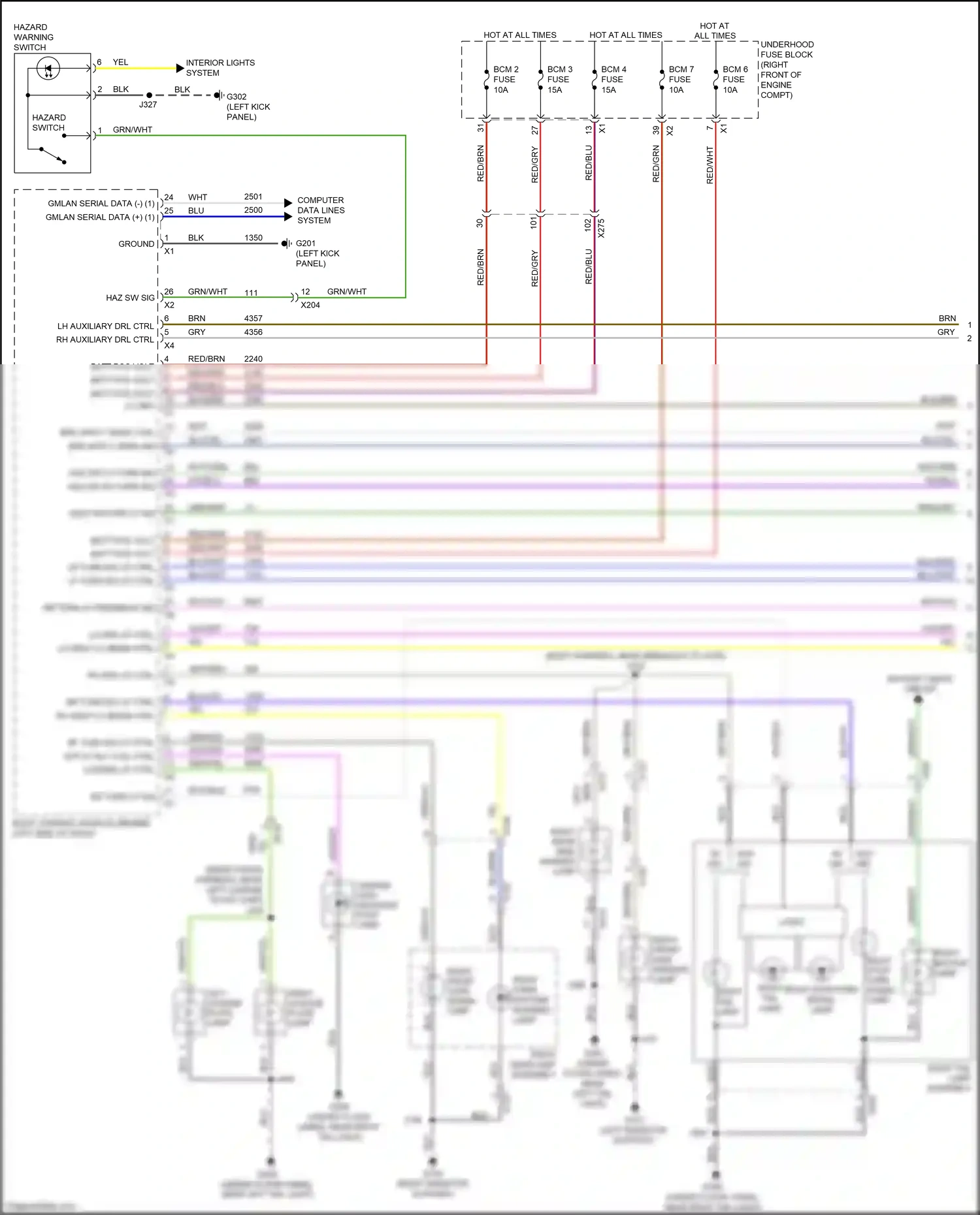 Wiring diagram hazard warning switch for Chevrolet Camaro VI (2015-2018) (1 of 3)