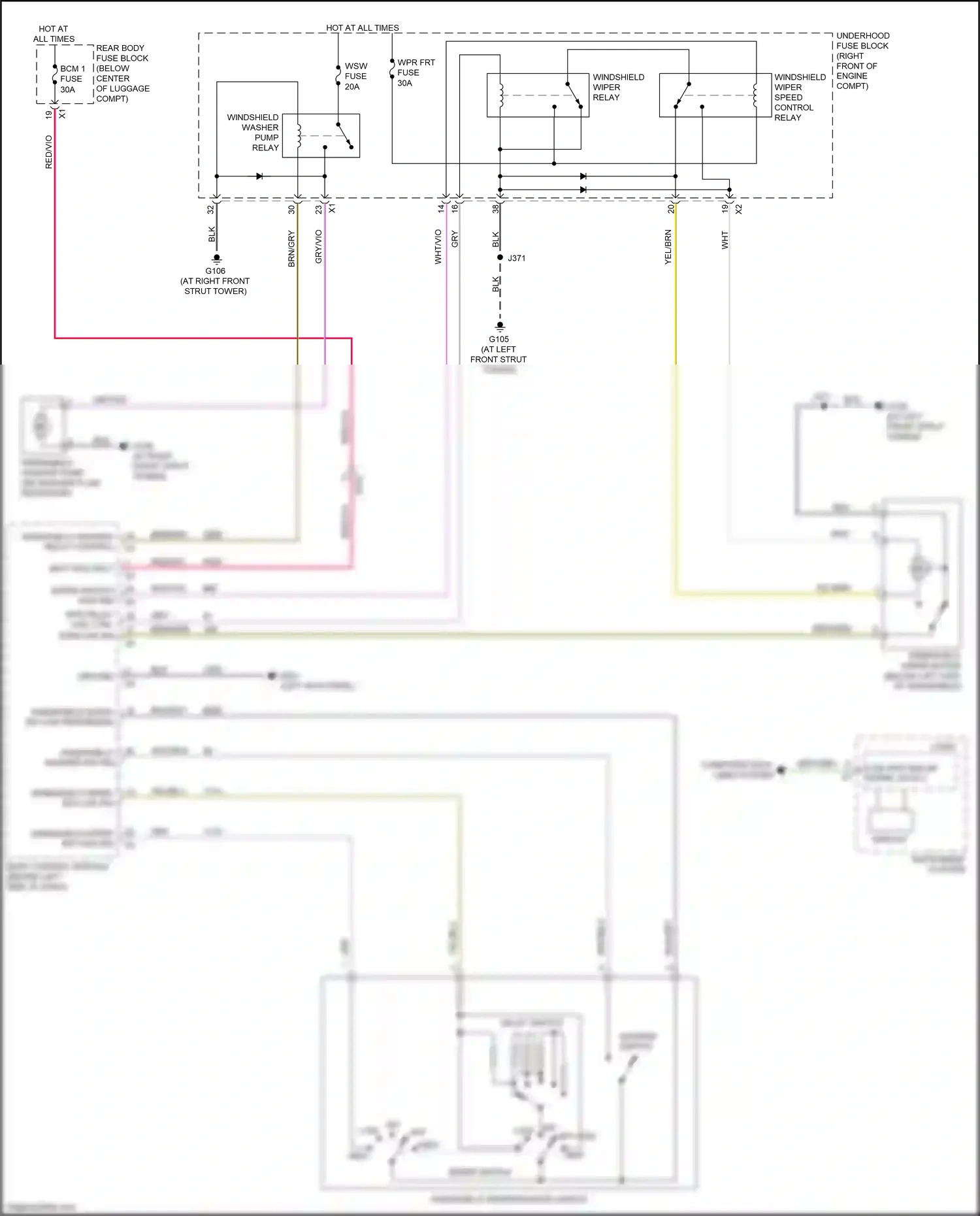 Wiring diagram windshield wiper/washer switch for Chevrolet Camaro VI (2015-2018) (1 of 1)
