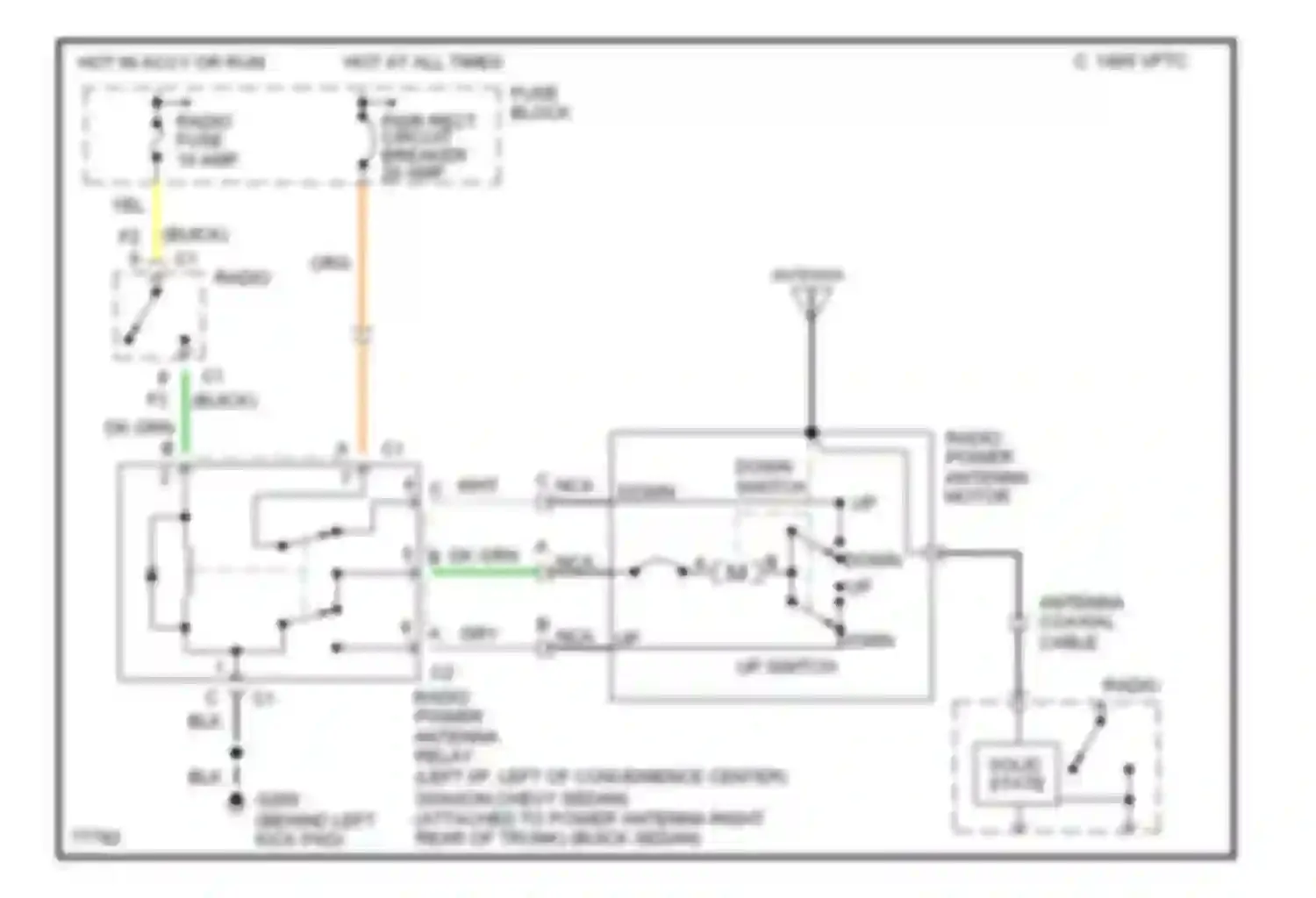 Caprice Impala SS Chevrolet  (1995-1996): Power antenna circuit