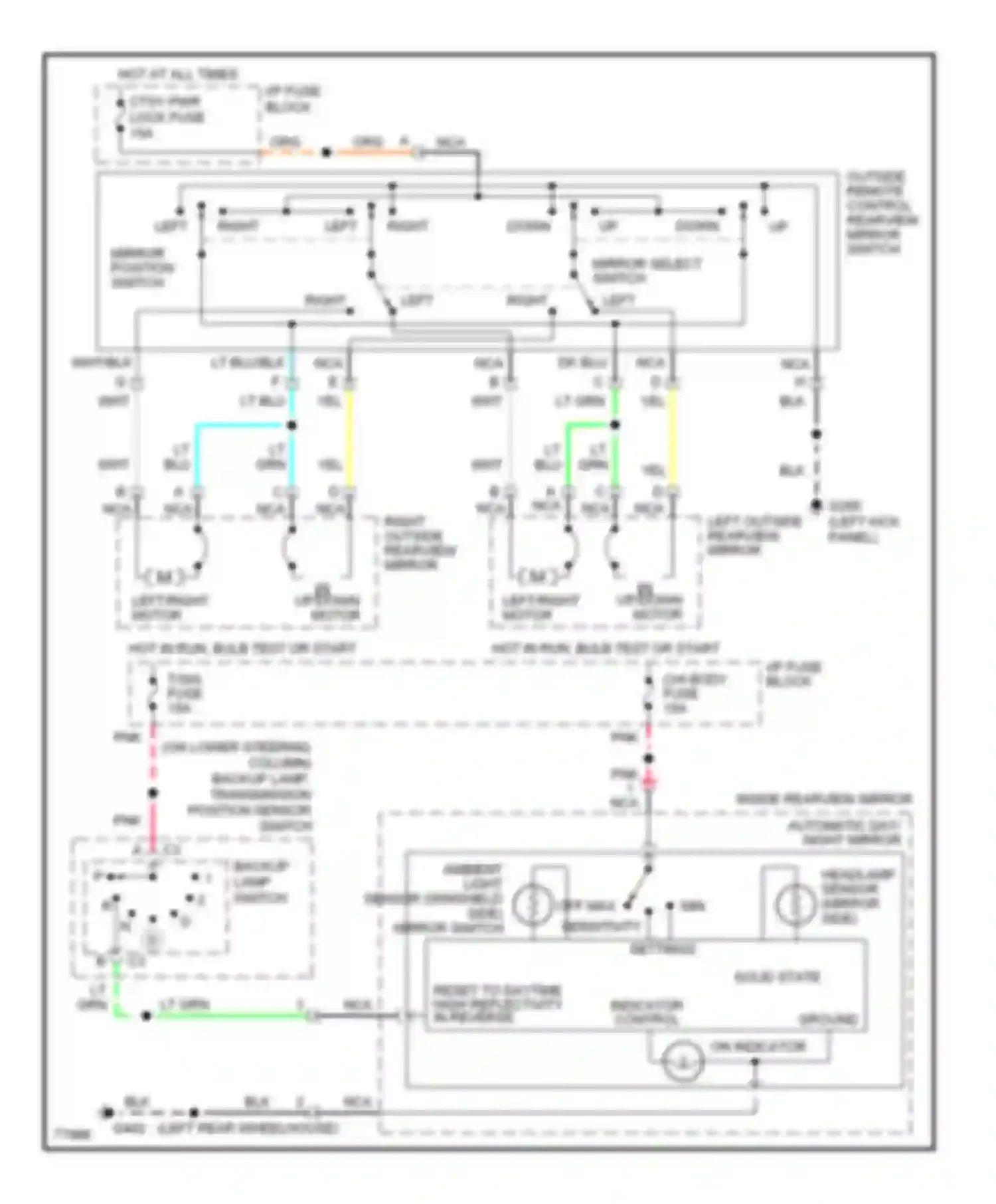 Caprice Impala SS Chevrolet  (1995-1996): Power mirror circuit