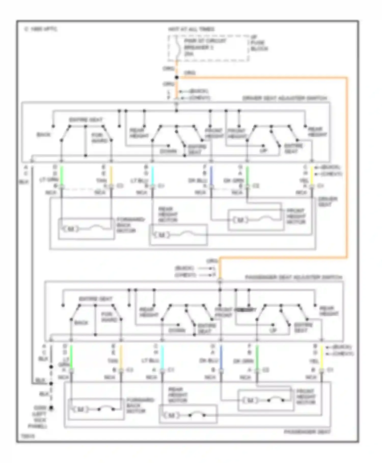 Caprice Impala SS Chevrolet  (1995-1996): 6-way power seat circuit