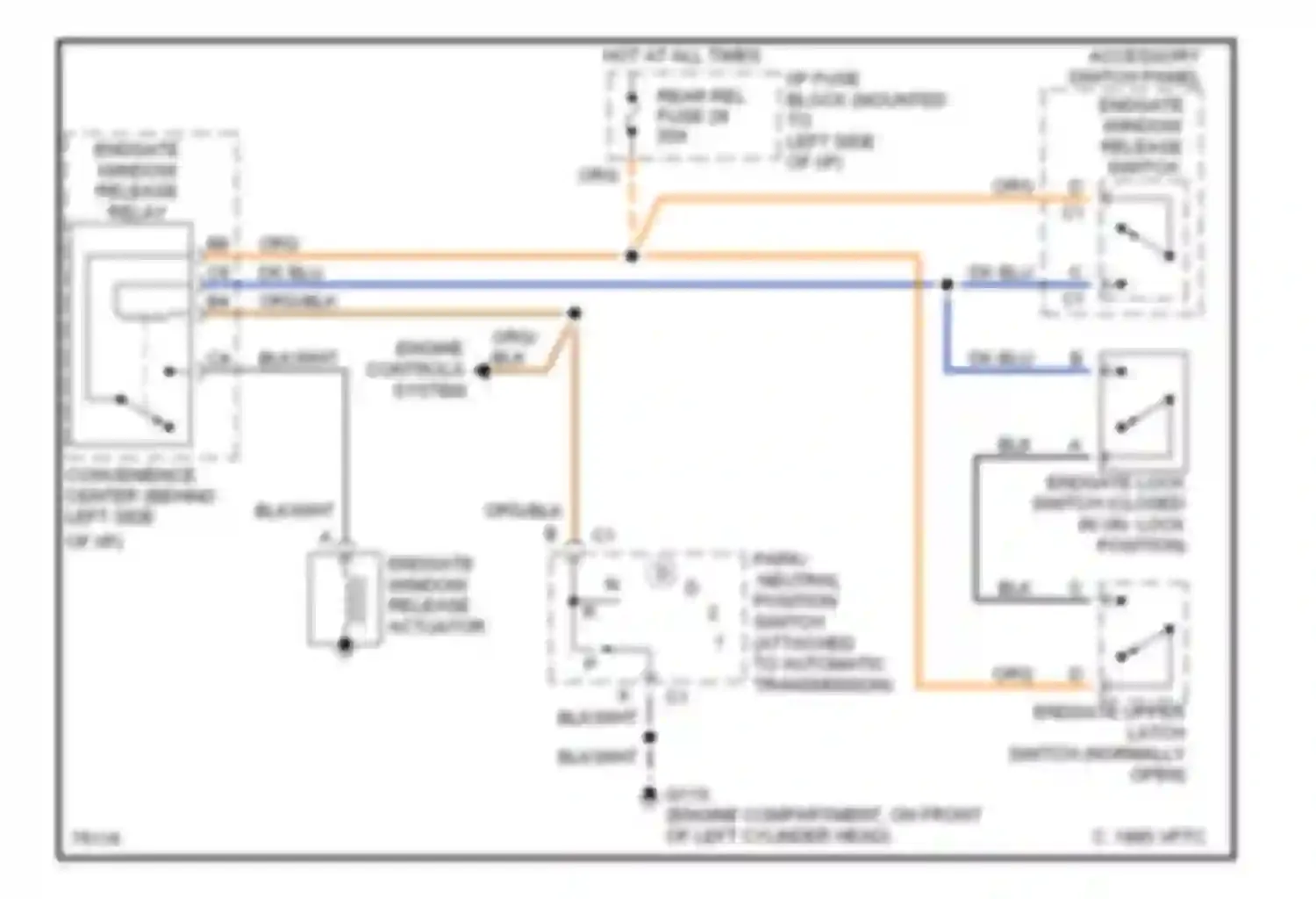Wiring diagram endgate window release actuator for Chevrolet Caprice Impala SS  (1995-1996) (3 of 3)
