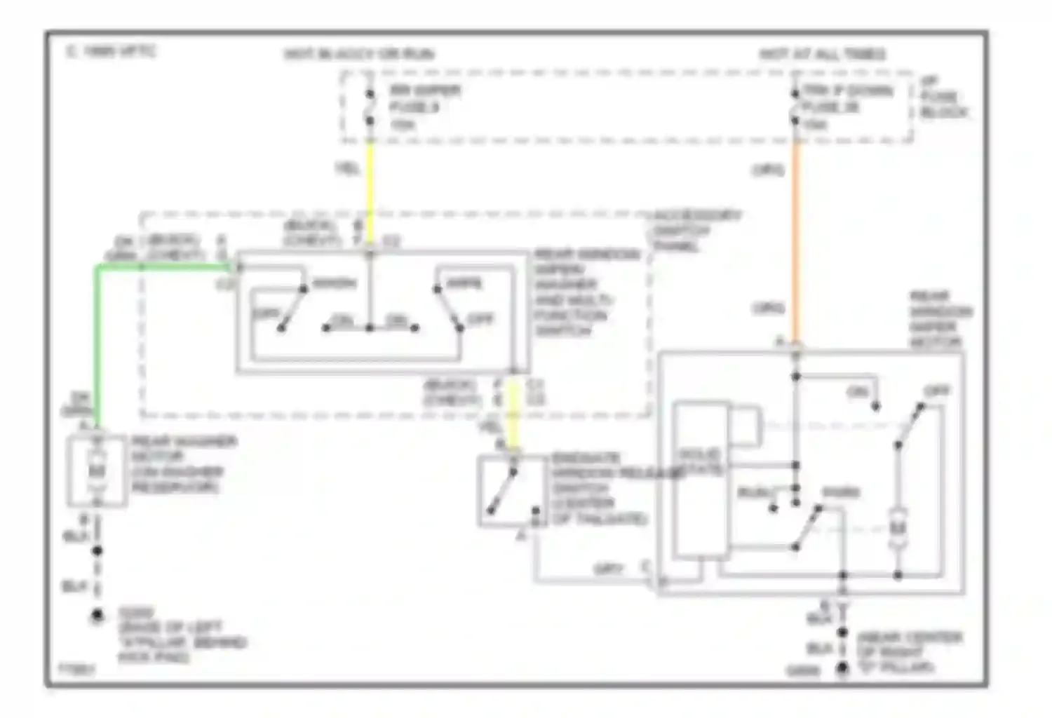 Wiring diagram rear window wiper/ washer and multi- function switch for Chevrolet Caprice Impala SS  (1995-1996) (1 of 1)