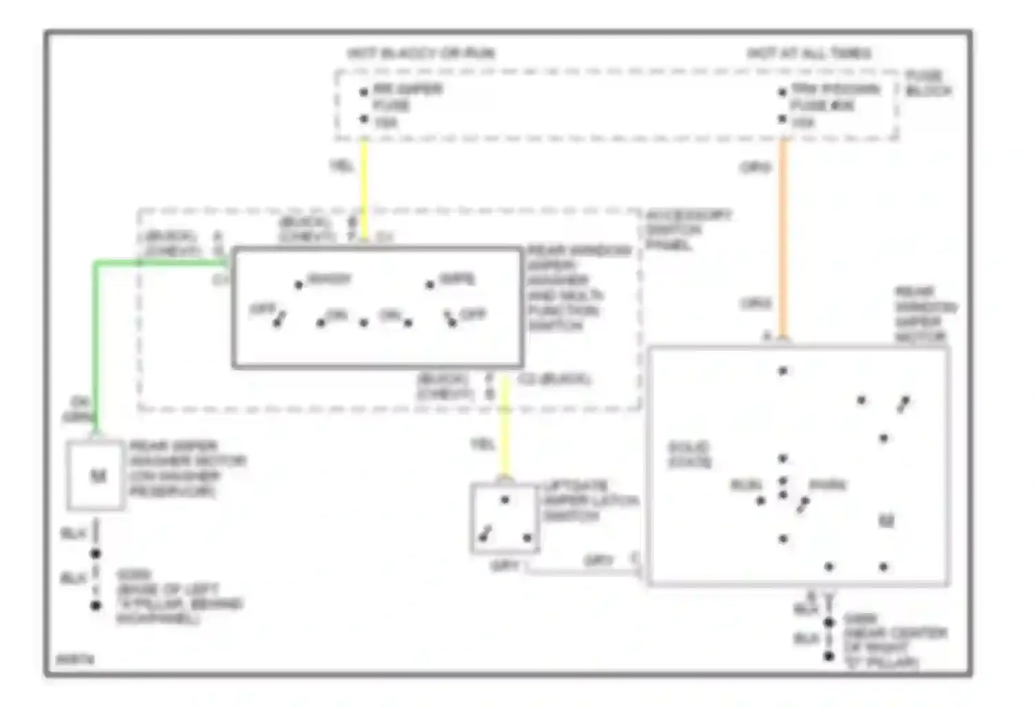 Caprice Chevrolet IV (1990-1996): Rear washer/wiper circuit