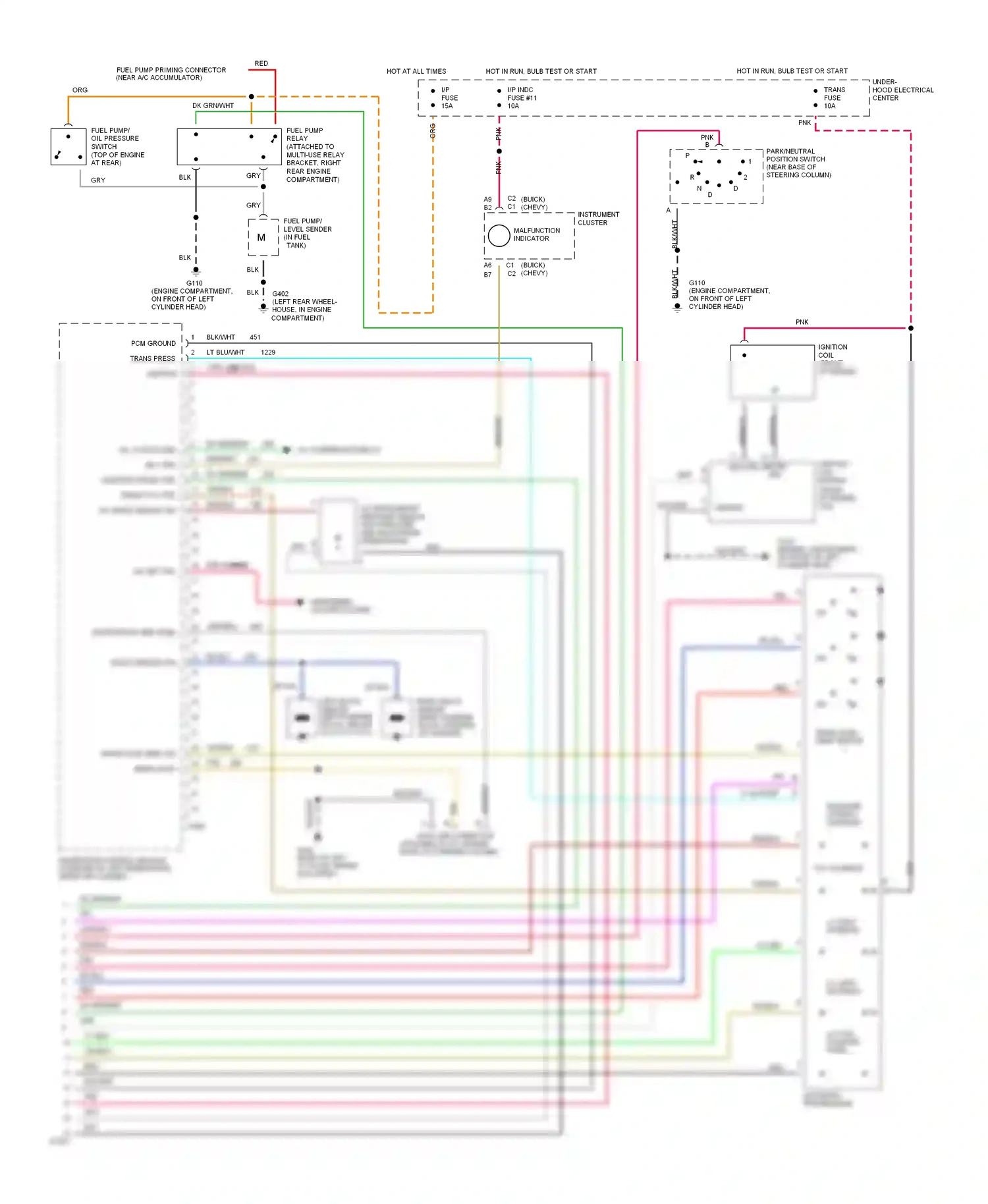 Chevrolet Caprice IV (1990-1996) automatic transmission wiring diagram  (1 of 2)