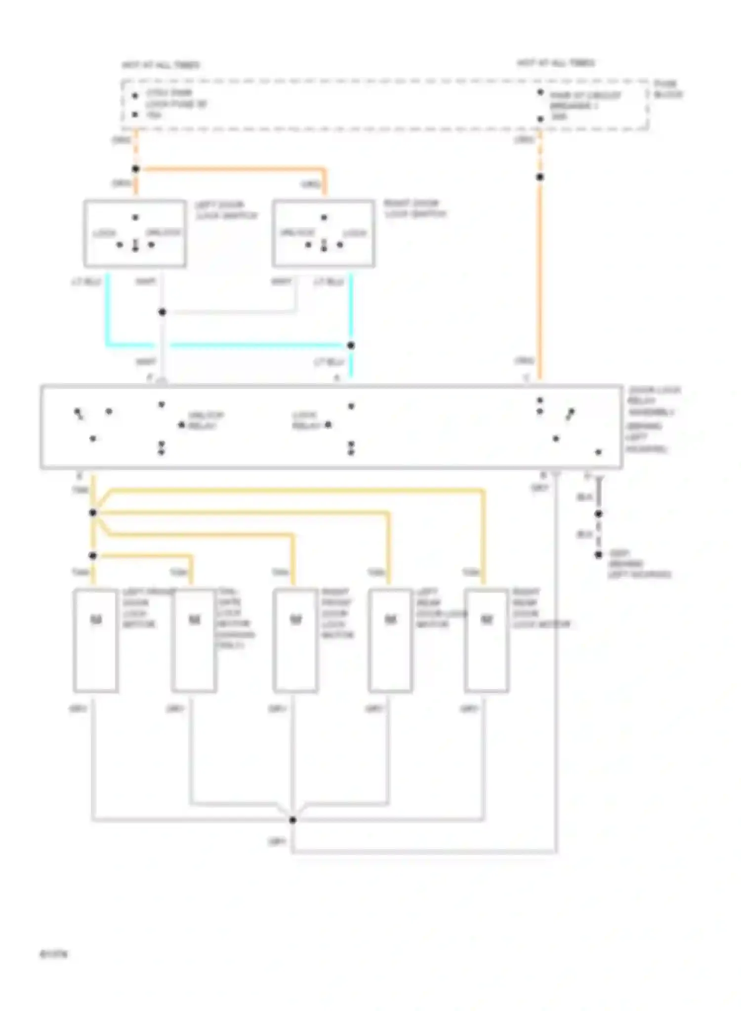 Wiring diagram tail- gate lock motor left front door lock motor for Chevrolet Caprice IV (1990-1996) (1 of 1)