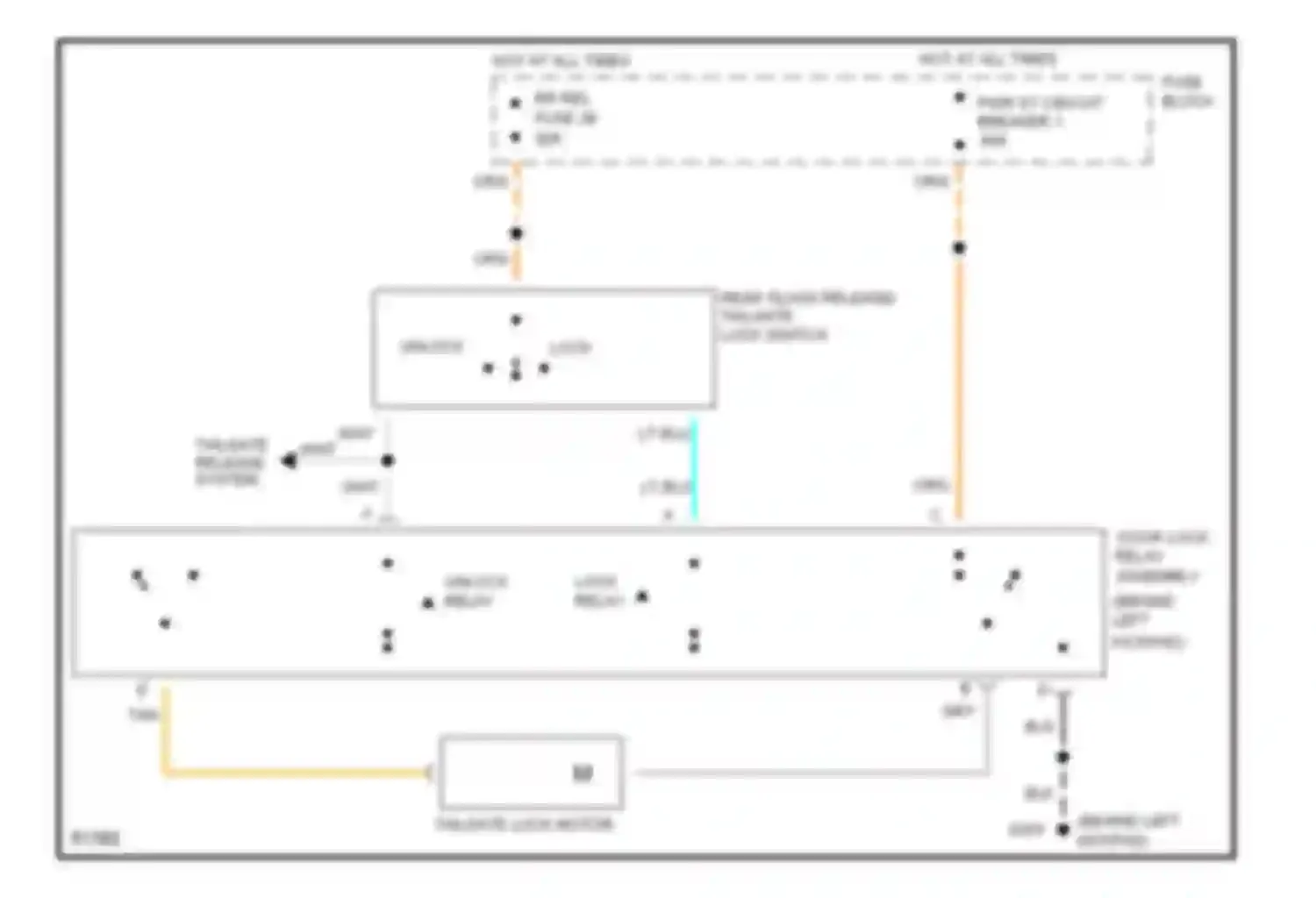 Wiring diagram unlock relay lock relay for Chevrolet Caprice IV (1990-1996) (1 of 1)
