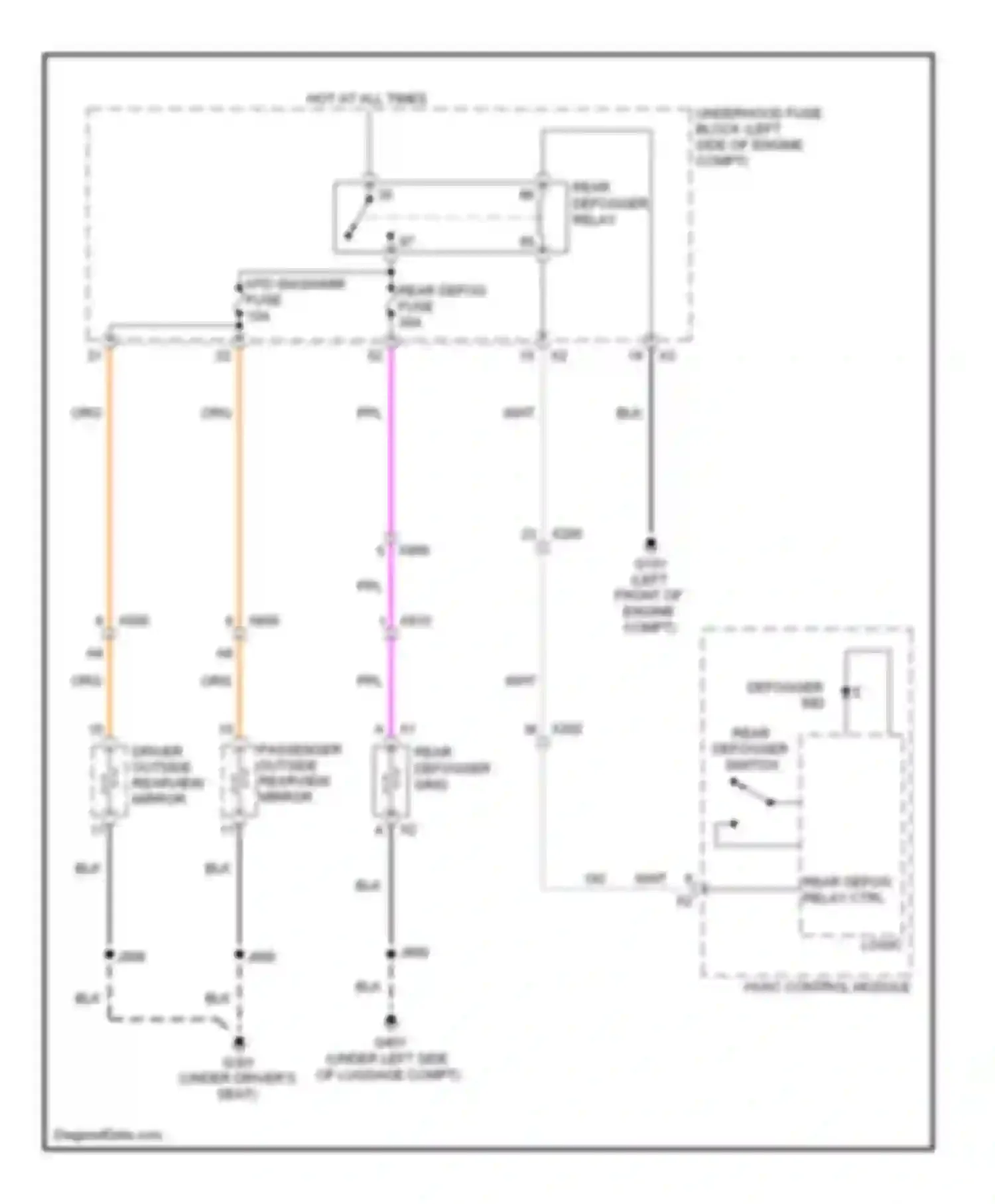 Wiring diagram rear defog relay ctrl for Chevrolet Captiva I facelift 2 (2013-2016) (1 of 1)