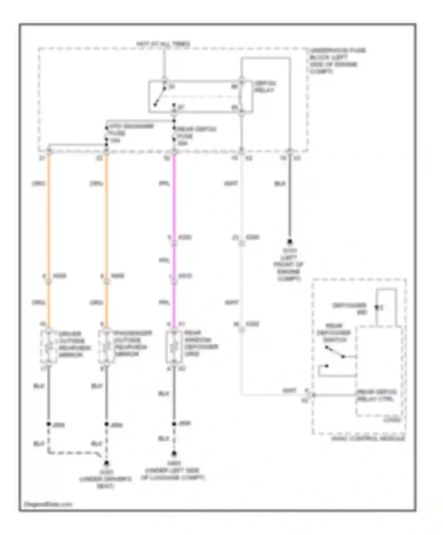 Wiring diagram defog relay for Chevrolet Captiva I facelift (2011-2013) (1 of 2)