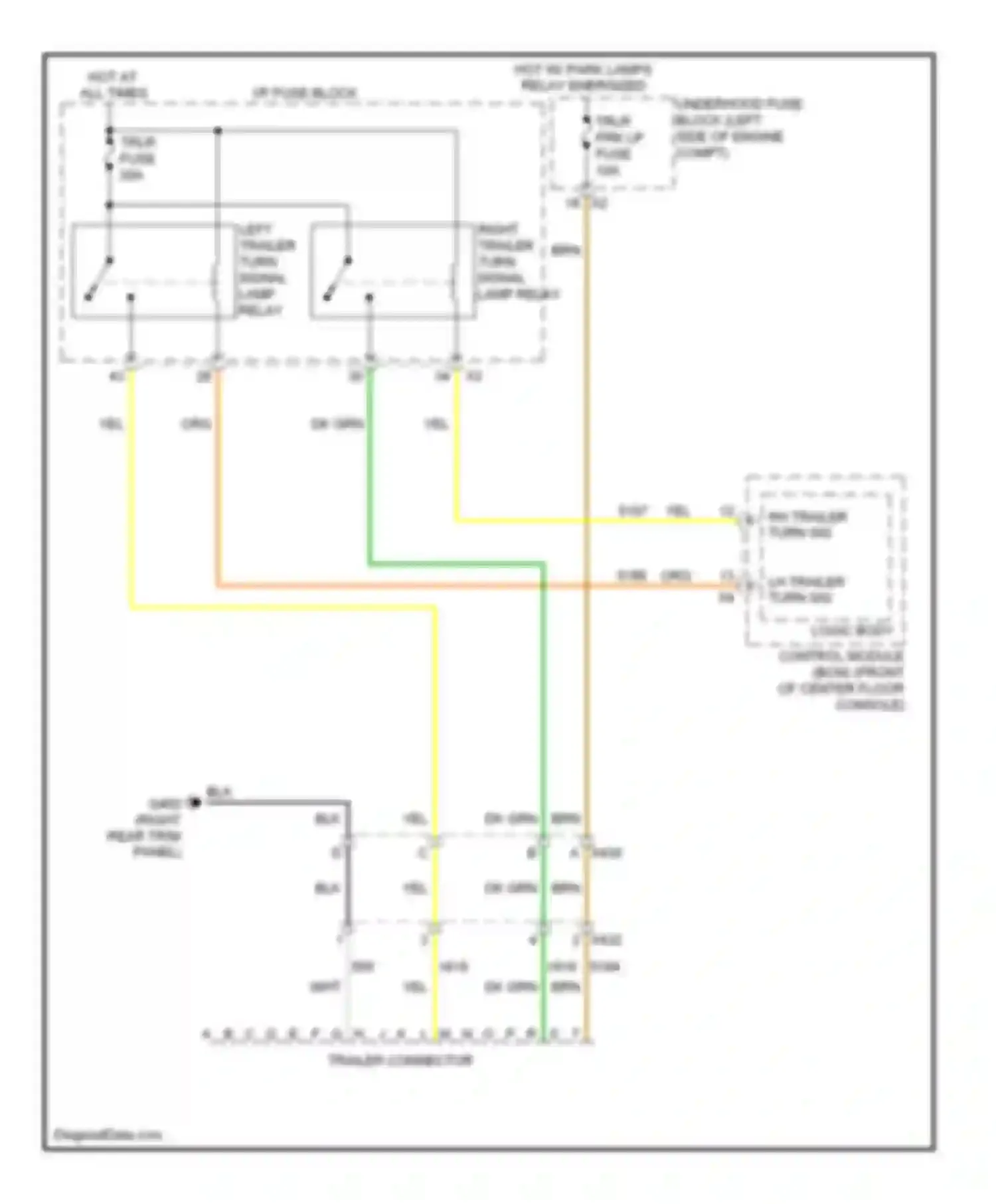 Wiring diagram left trailer turn signal lamp relay for Chevrolet Captiva I facelift (2011-2013) (2 of 2)