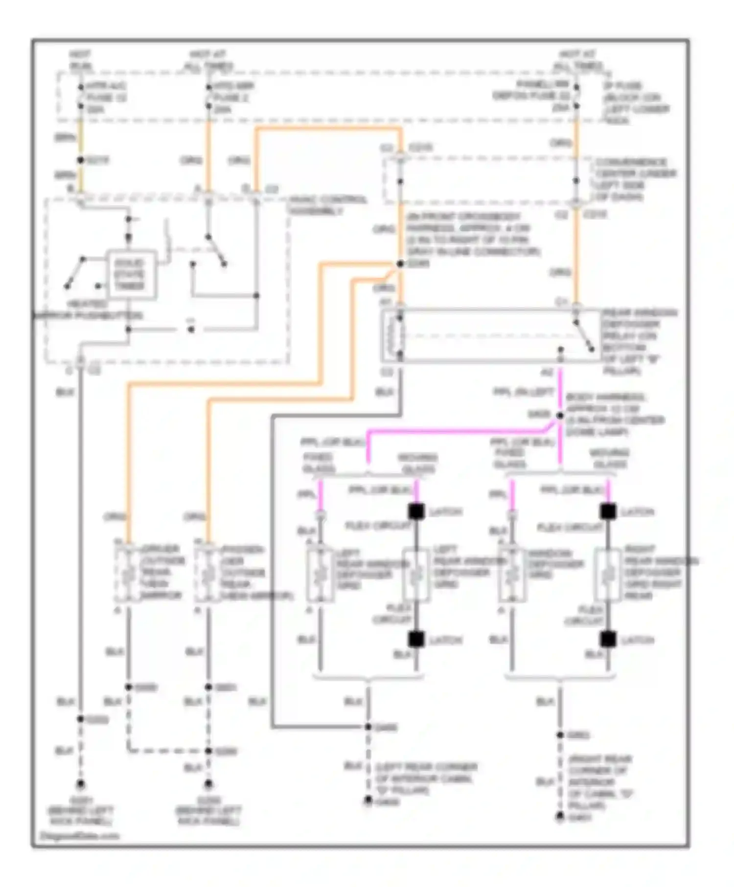 Wiring diagram heated mirror pushbutton for Chevrolet Chevy Express G1500  (1996-2012) (1 of 1)
