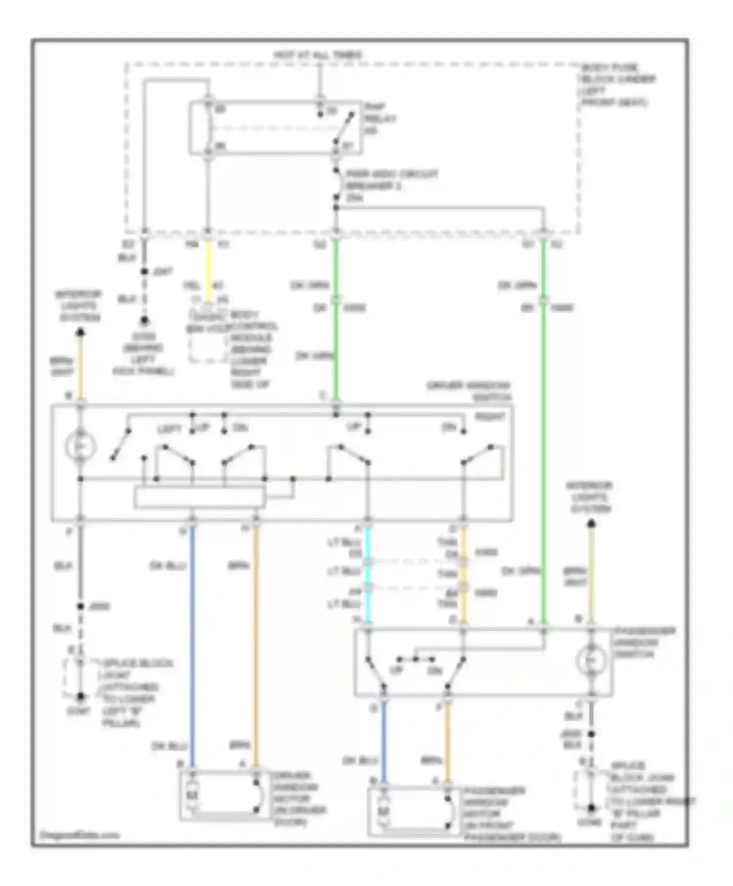 Wiring diagram driver window switch for Chevrolet Chevy Express G3500  (1996-2012) (6 of 6)