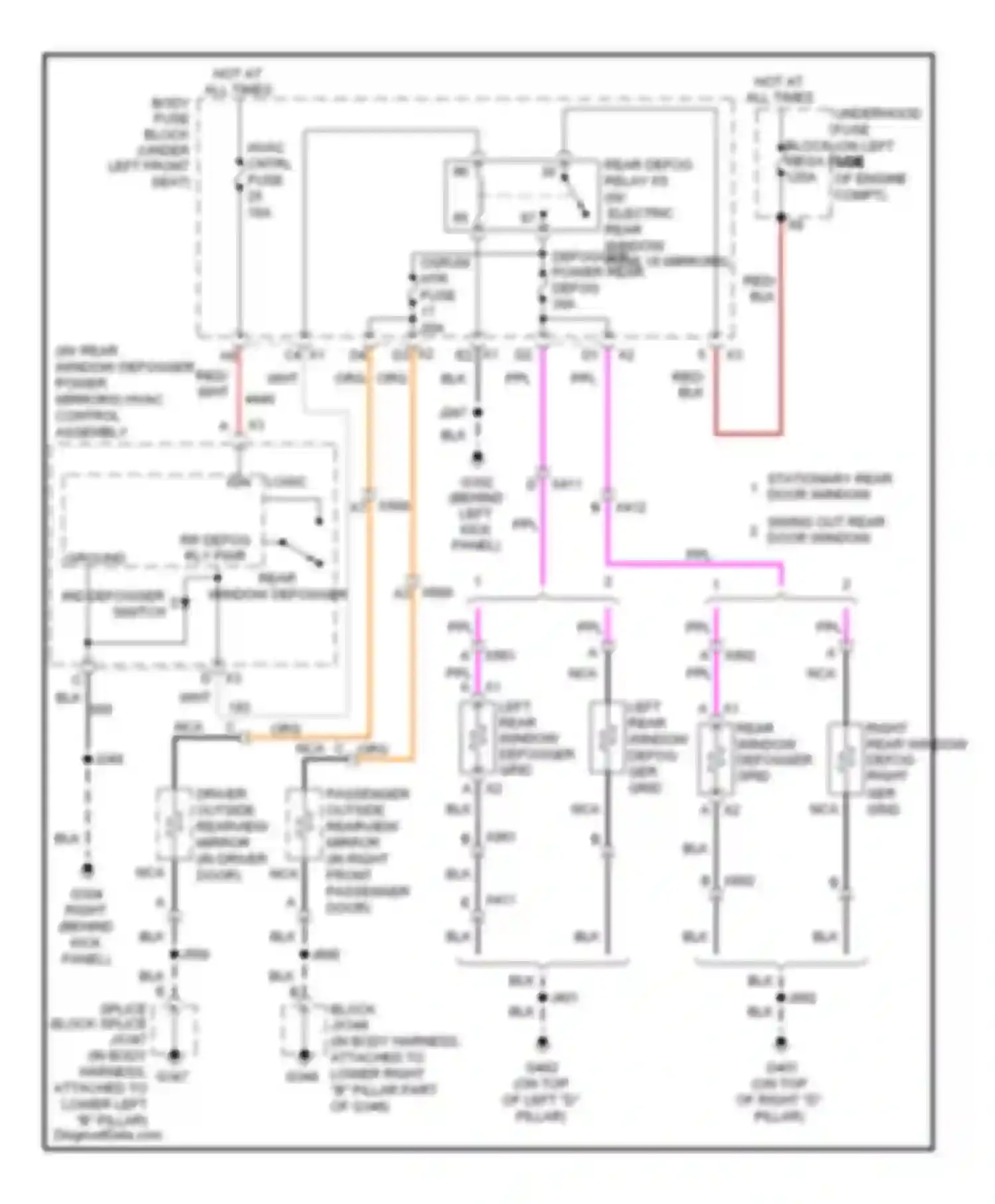 Wiring diagram rr defog rly pwr rear window defogger ind defogger switch for Chevrolet Chevy Express G3500  (1996-2012) (1 of 1)