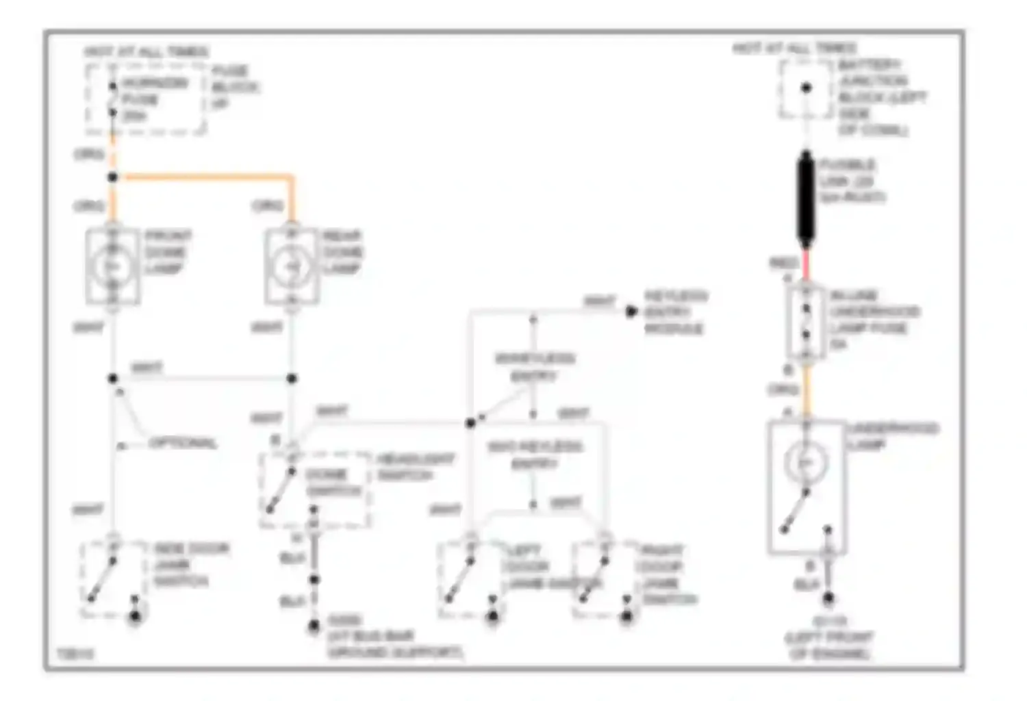 Chevy Van G20 Chevrolet  (1985-1995): Courtesy lamps circuit, without auxiliary lighting