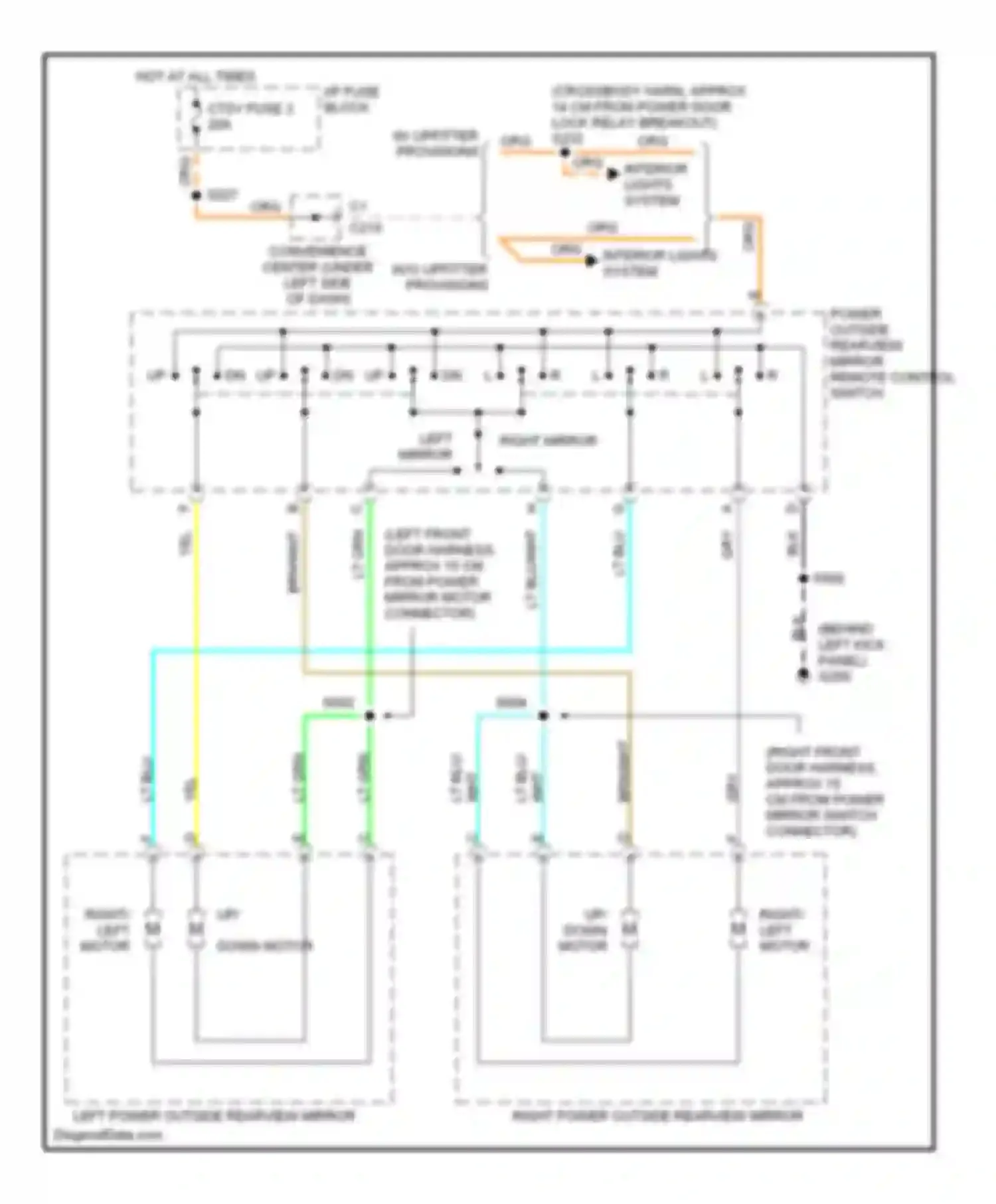 Wiring diagram power outside rearview mirror remote control switch for Chevrolet Chevy Van G2500  (1996-1998) (1 of 1)