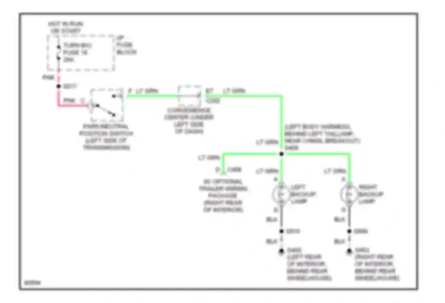 Chevy Van G3500 Chevrolet  (1996-1998): Back-up lamps circuit