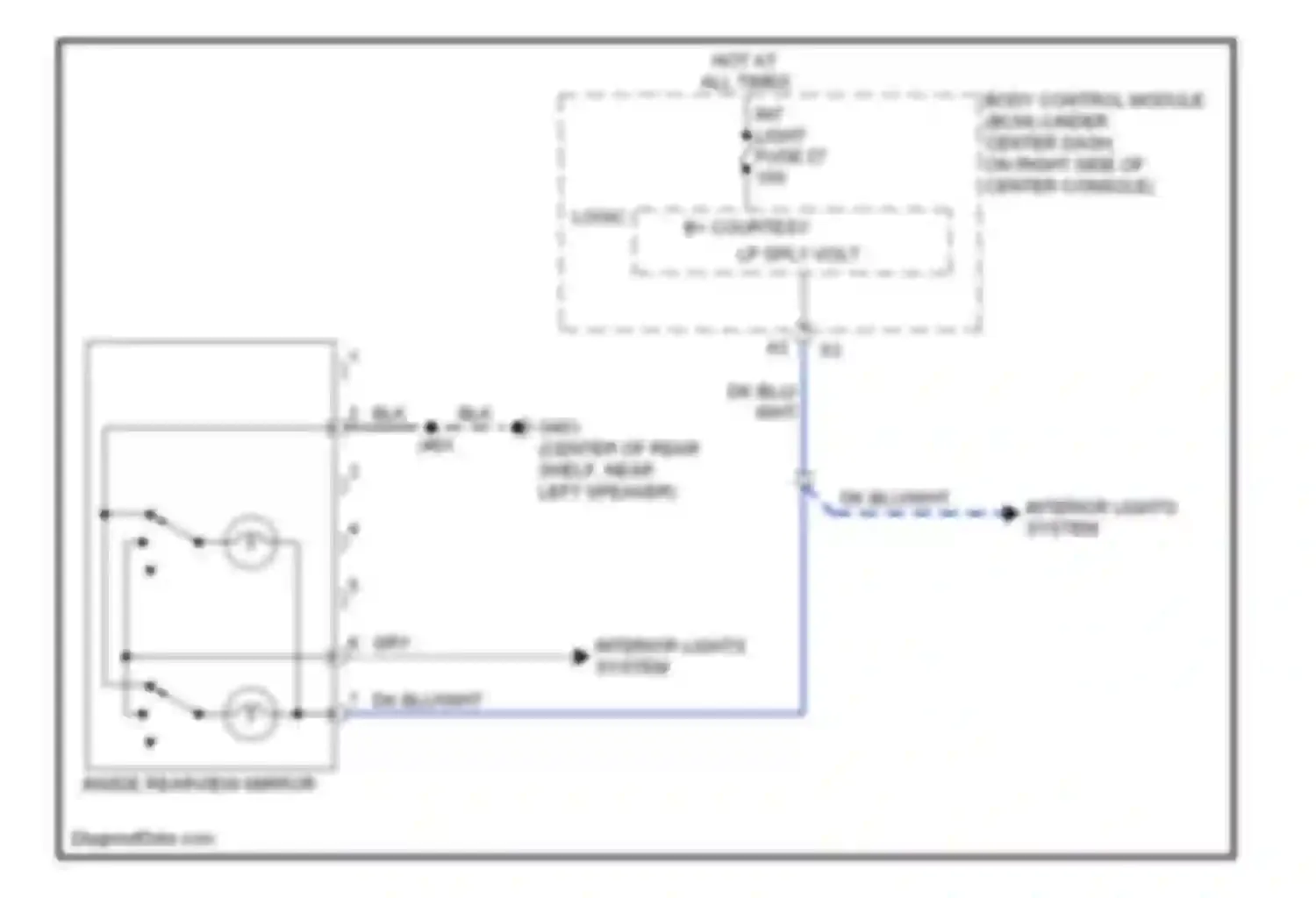 Cobalt Chevrolet I (2004-2010): Automatic day/night mirror circuit, without onstar