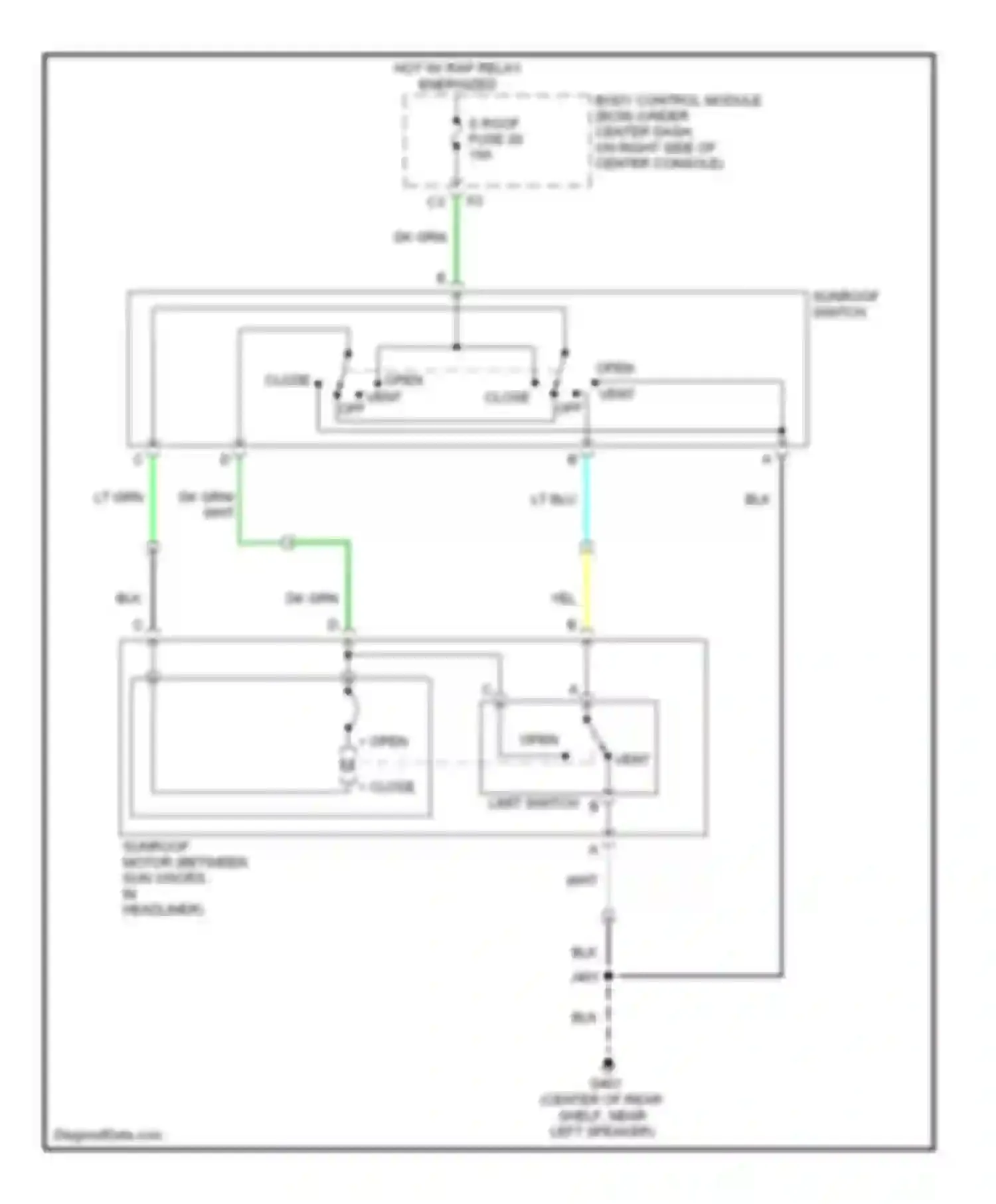 Cobalt Chevrolet I (2004-2010): Power top/sunroof circuit