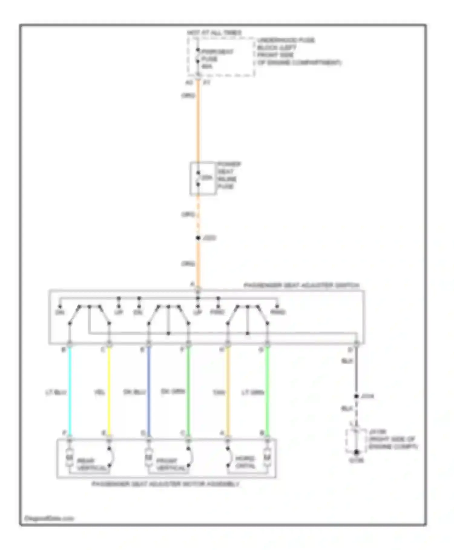 Colorado Chevrolet I (2004-2012): Passenger power seat circuit