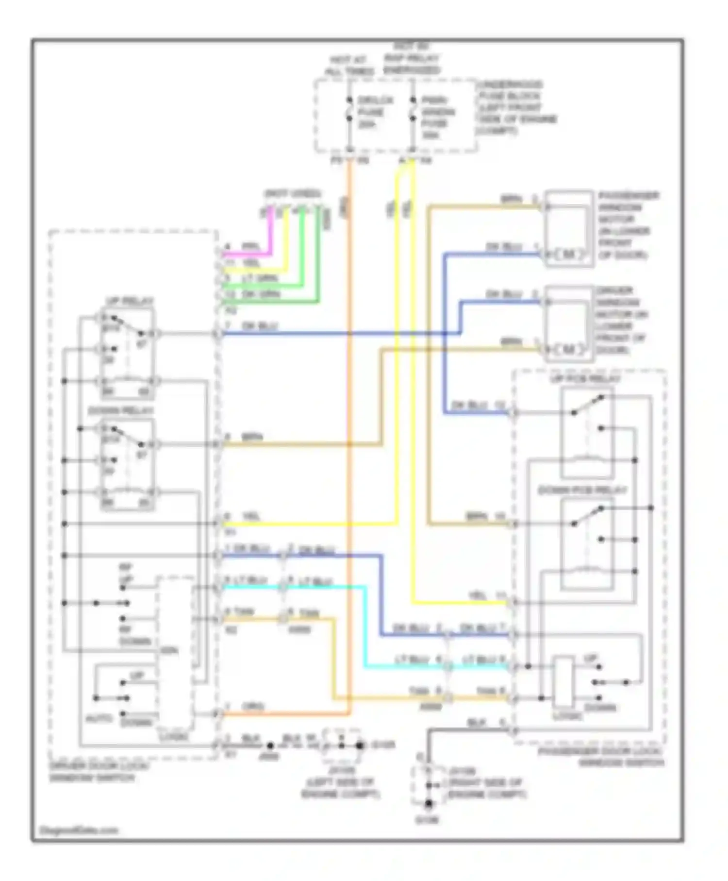 Colorado Chevrolet I (2004-2012): Power windows circuit, 2 door