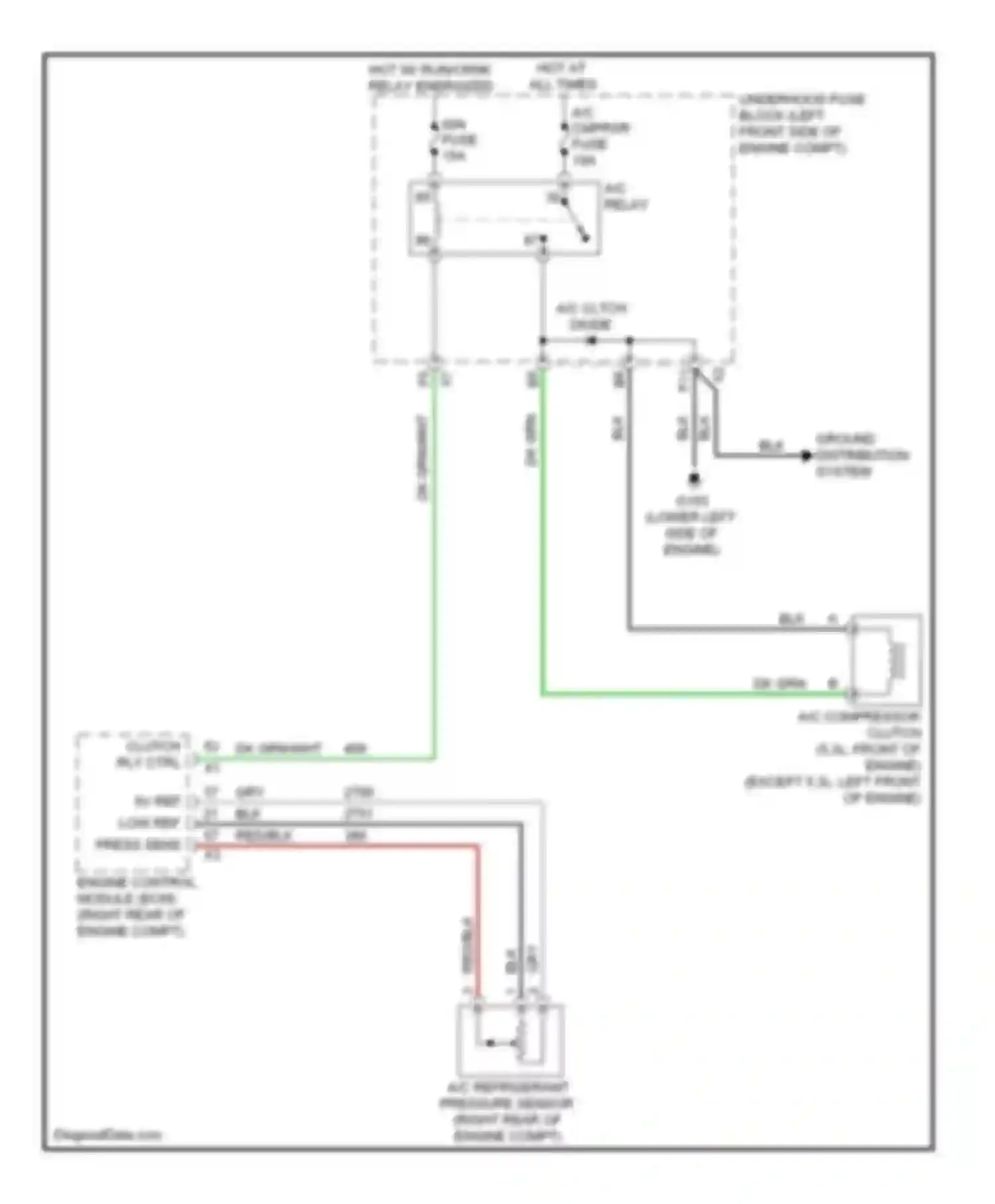 Wiring diagram a/c relay for Chevrolet Colorado I (2004-2012) (1 of 4)