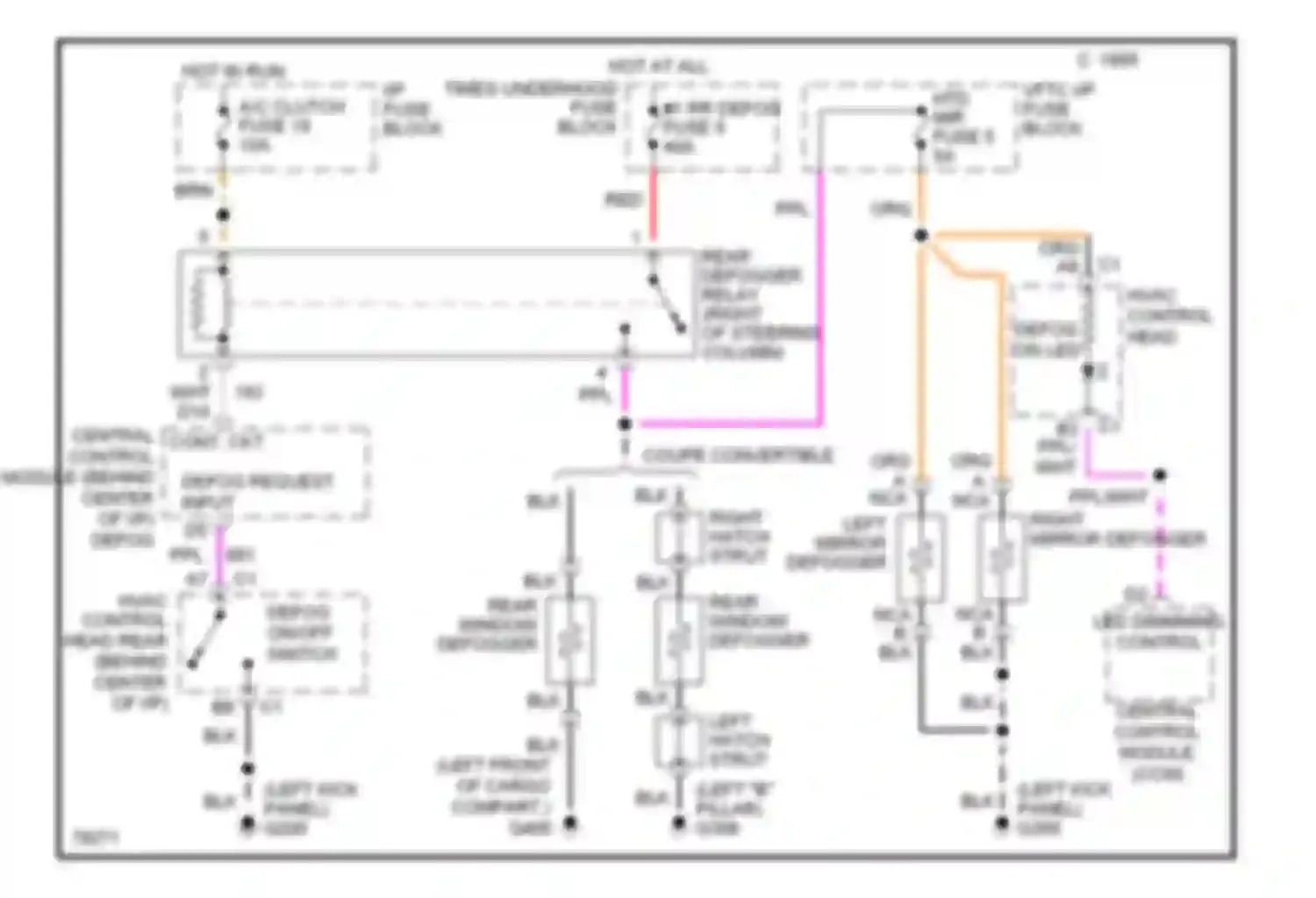 Corvette Chevrolet C4 (1984-1998): Defogger circuit, with manual a/c