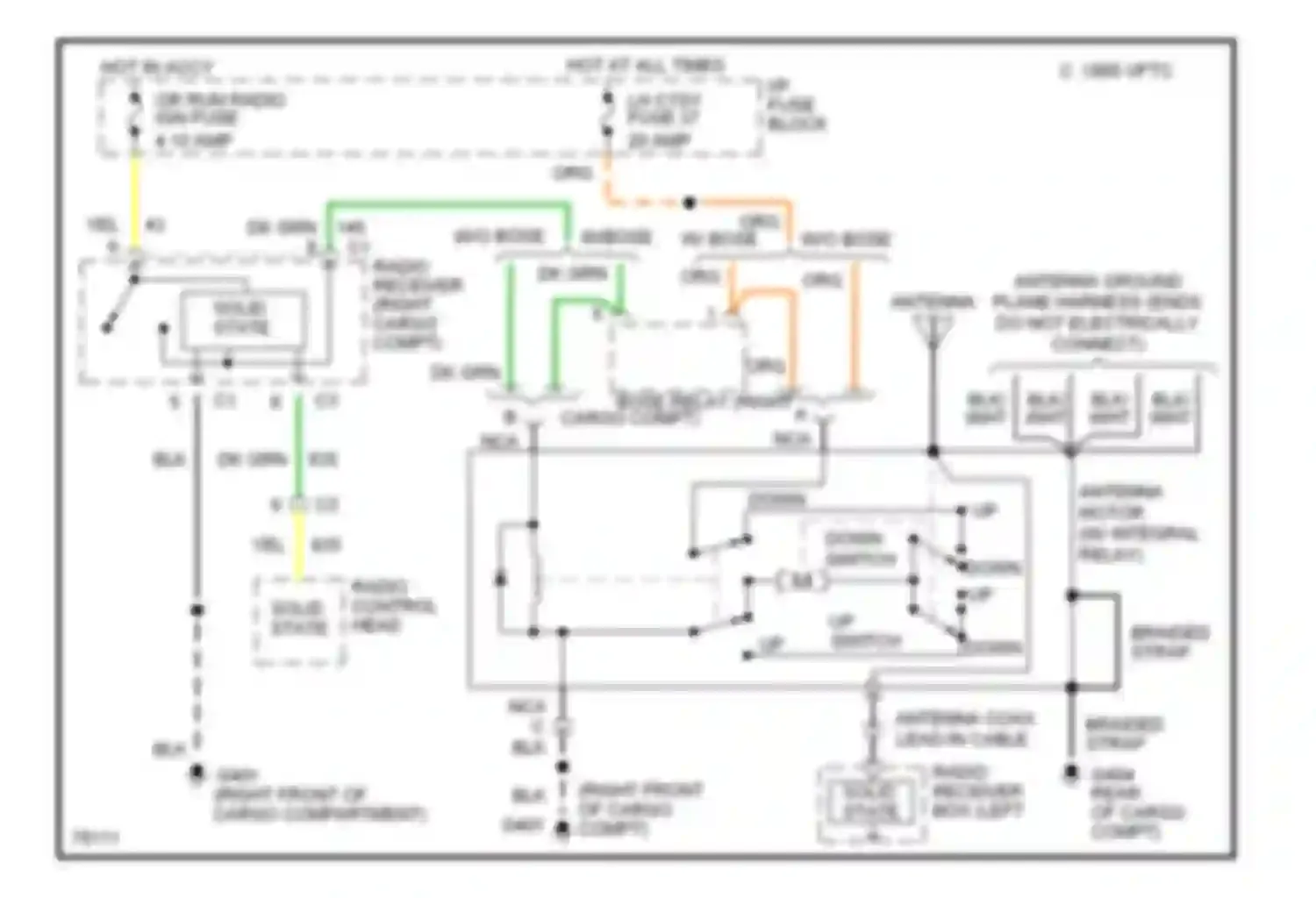 Corvette Chevrolet C4 (1984-1998): Power antenna circuit