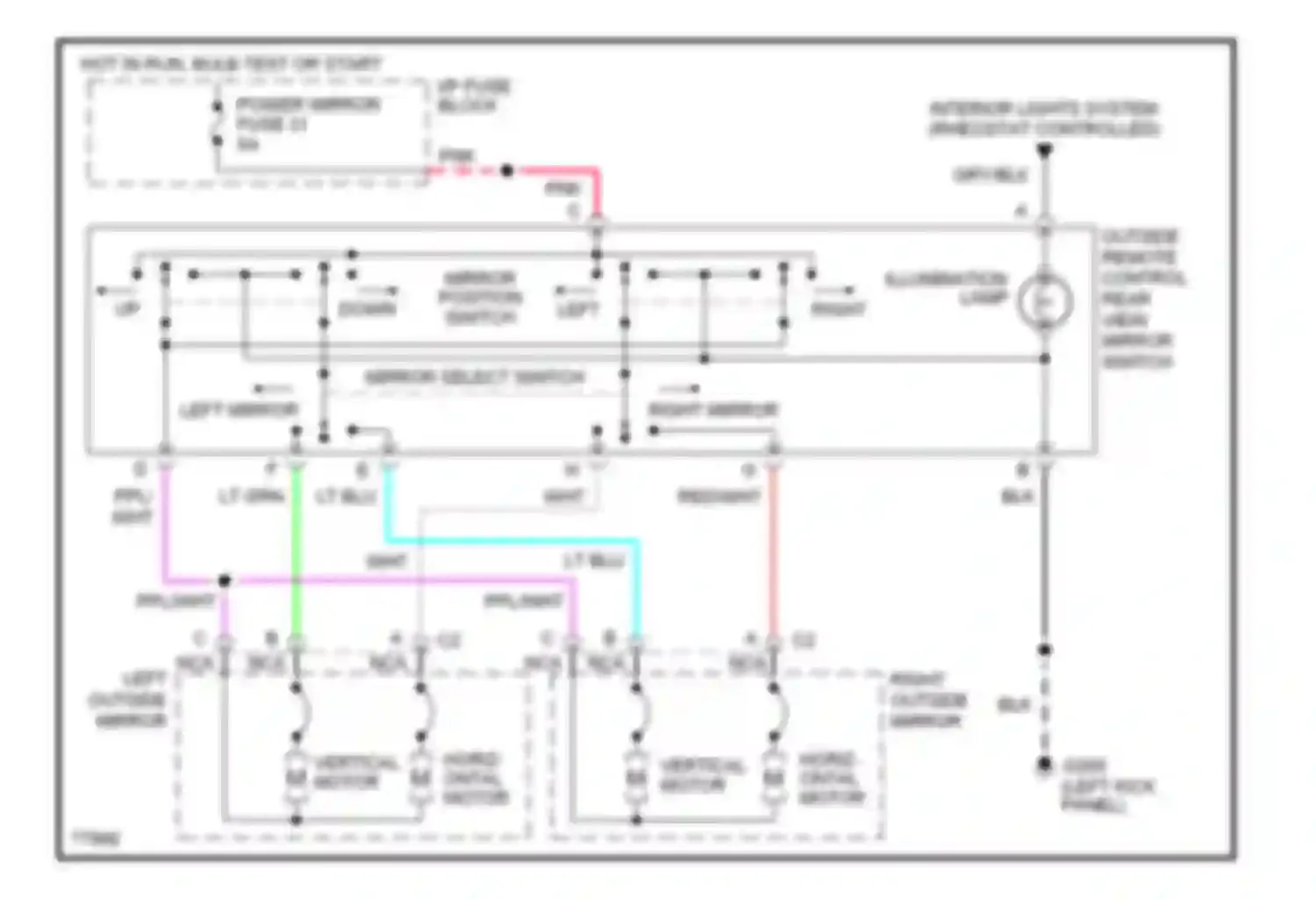 Corvette Chevrolet C4 (1984-1998): Power mirror circuit