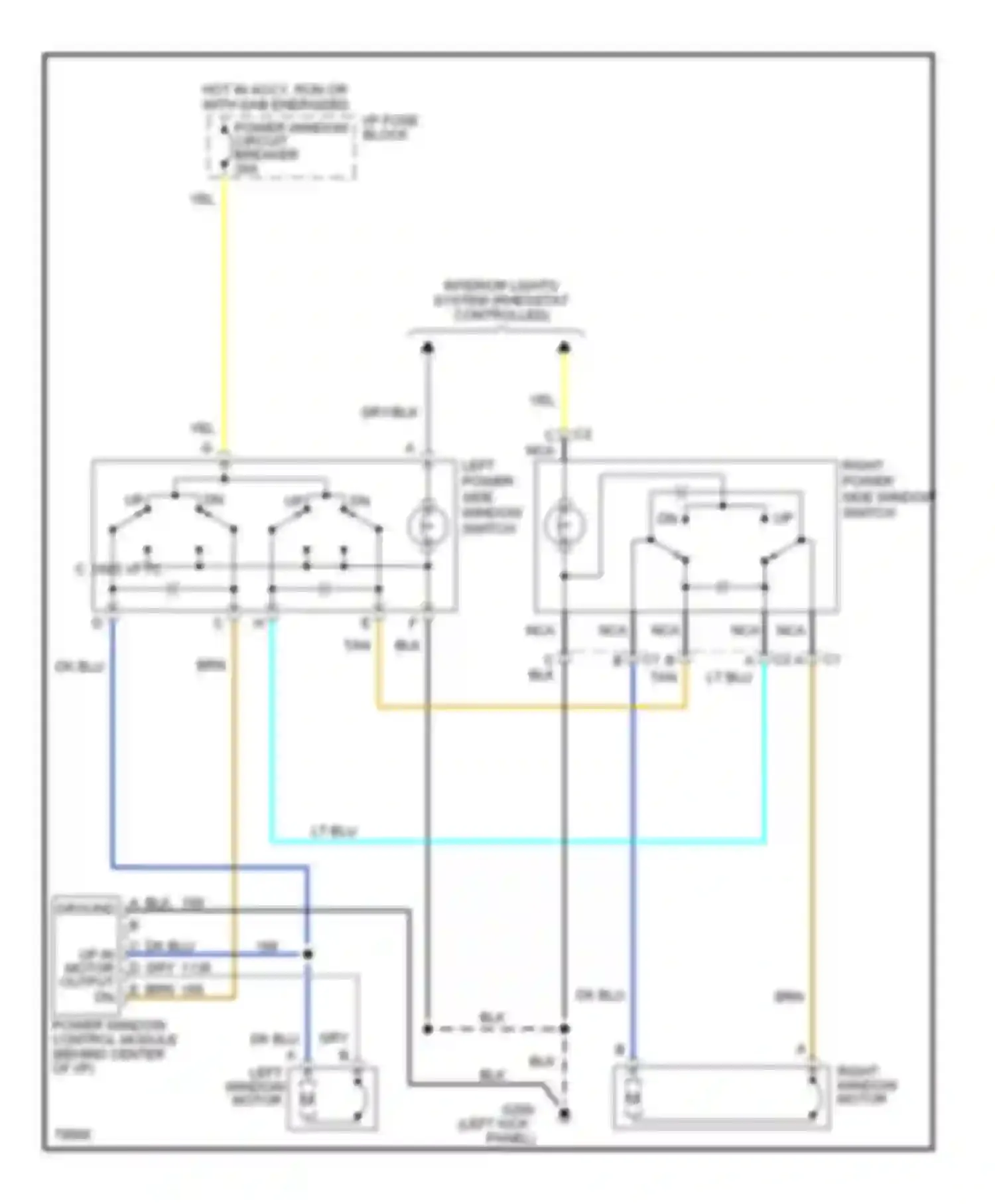 Corvette Chevrolet C4 (1984-1998): Power window circuit