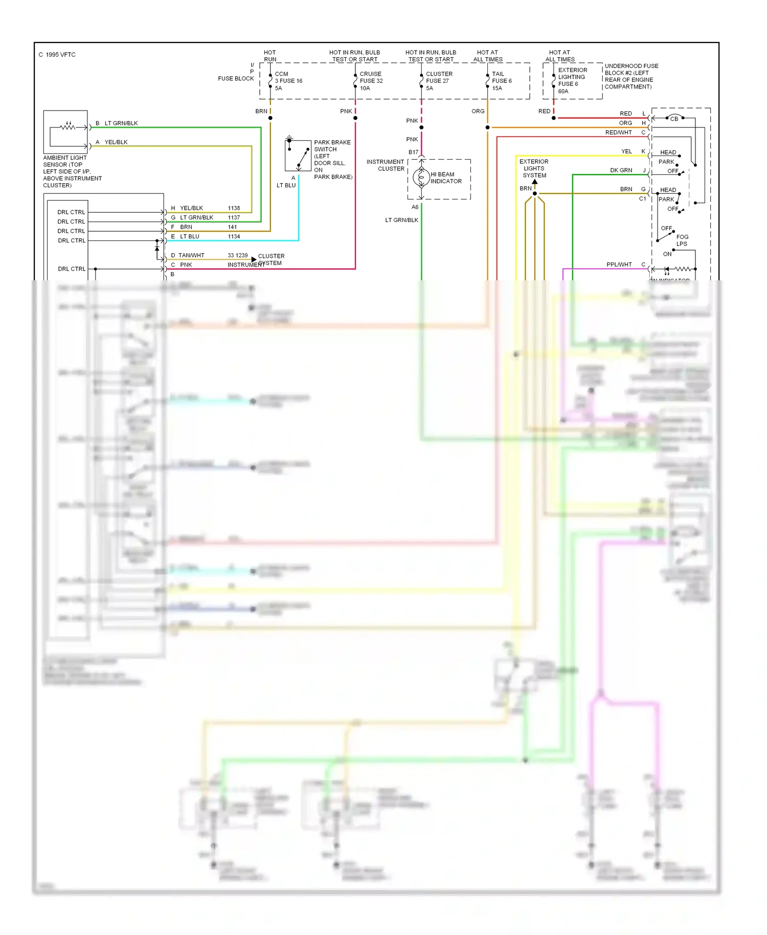 Chevrolet Corvette C4 (1984-1998) (left front engine compt) wiring diagram  (2 of 3)