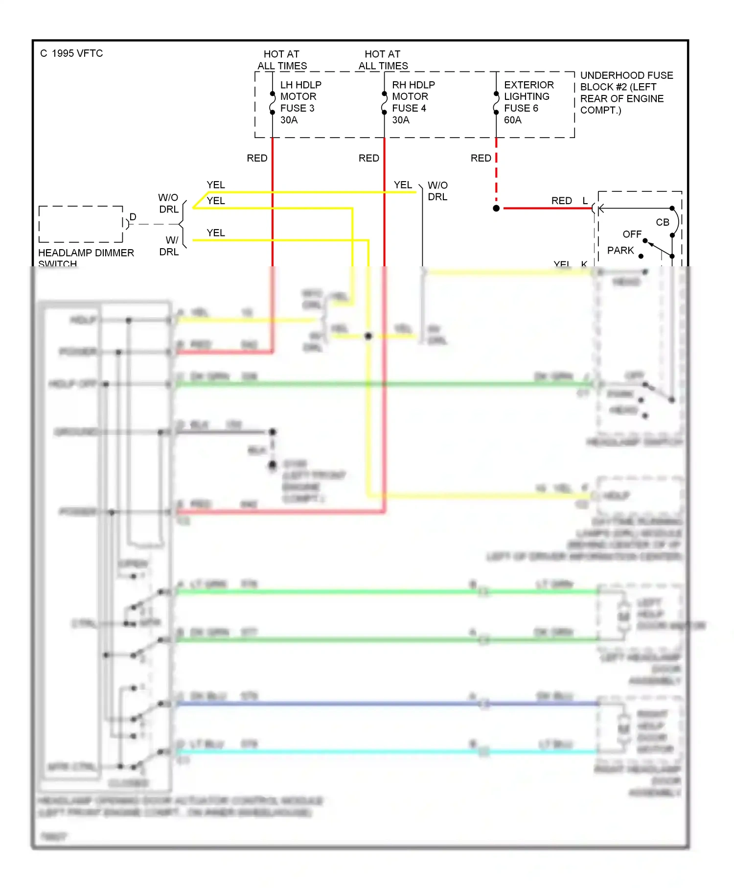 Chevrolet Corvette C4 (1984-1998) (left front engine compt) wiring diagram  (1 of 3)