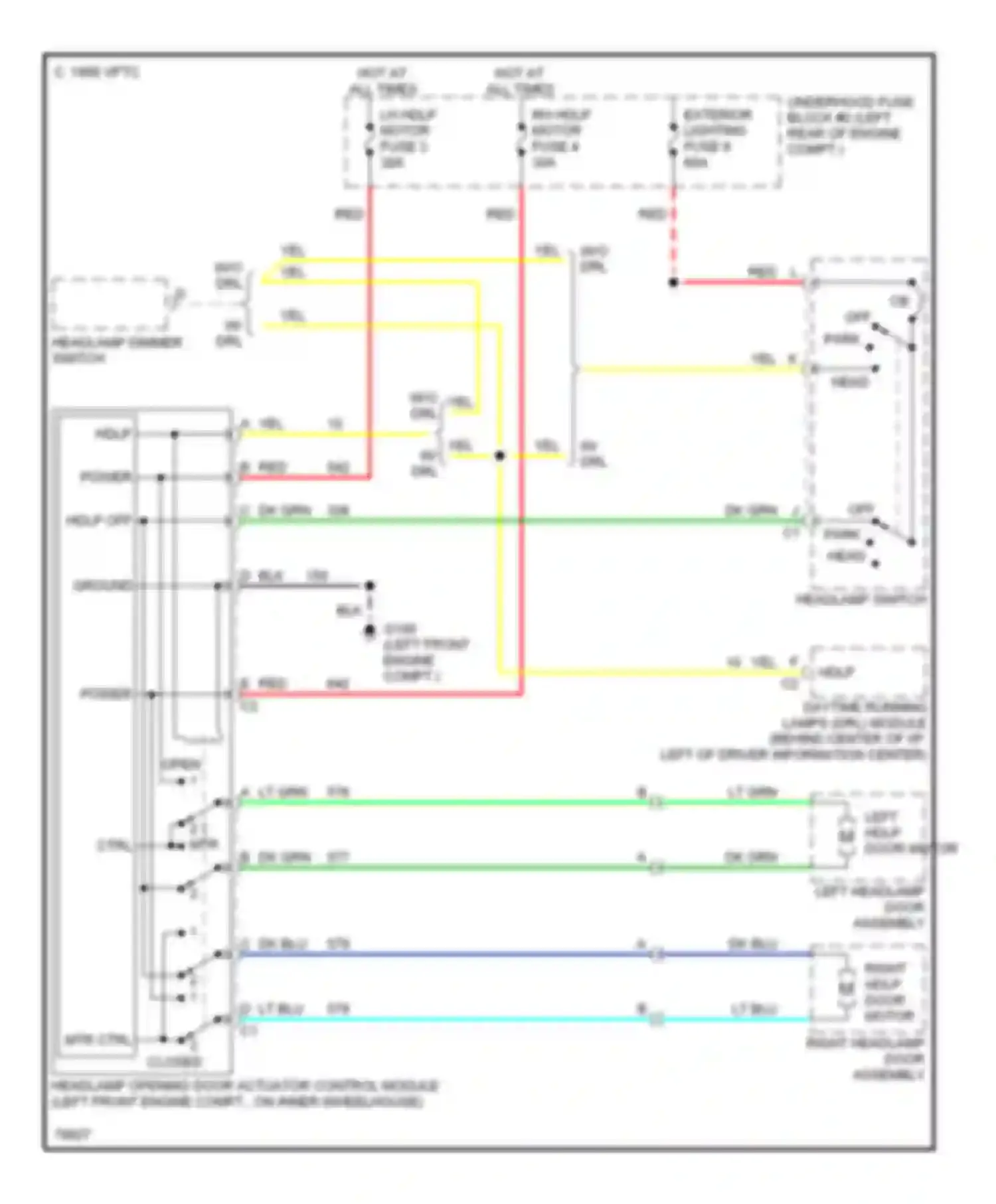Wiring diagram rh hdlp motor fuse 4 for Chevrolet Corvette C4 (1984-1998) (1 of 1)