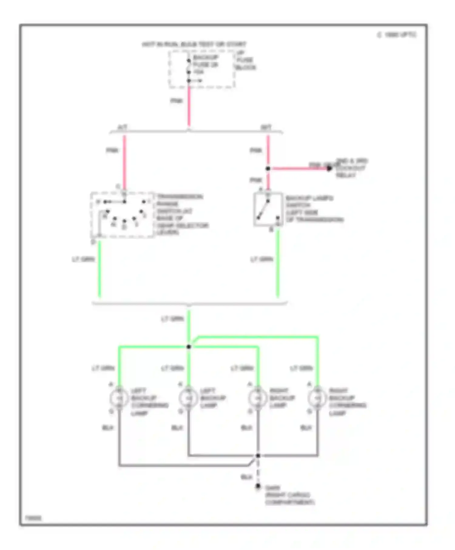Wiring diagram right backup lamp for Chevrolet Corvette C4 (1984-1998) (1 of 2)