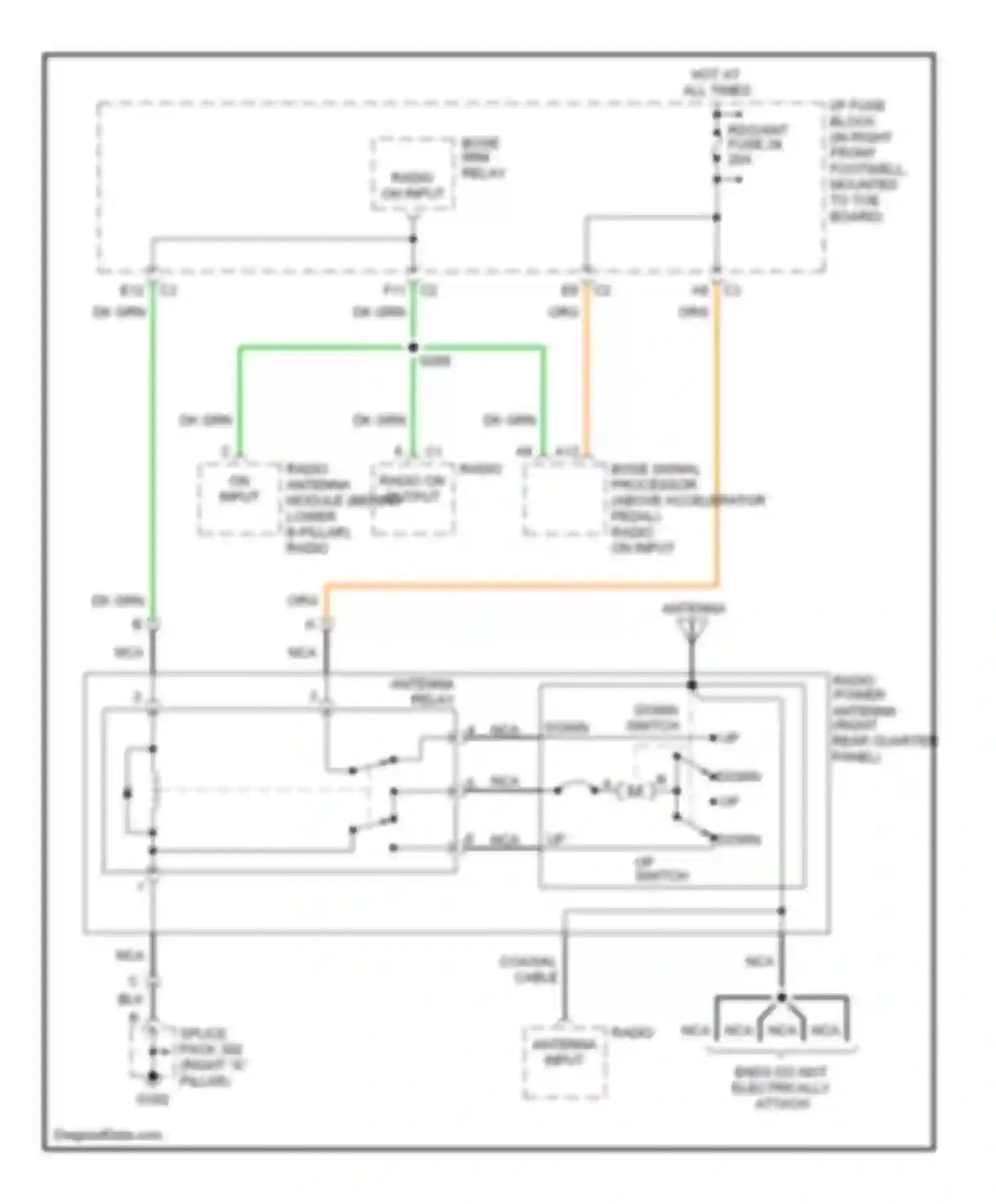 Corvette Chevrolet C5 (1997-2004): Power antenna circuit