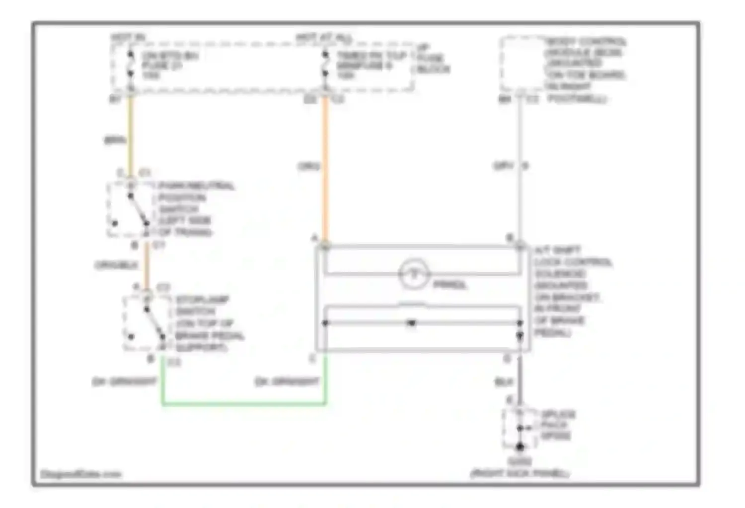 Wiring diagram hot at all times pk t/lp minifuse 6 for Chevrolet Corvette C5 (1997-2004) (1 of 1)