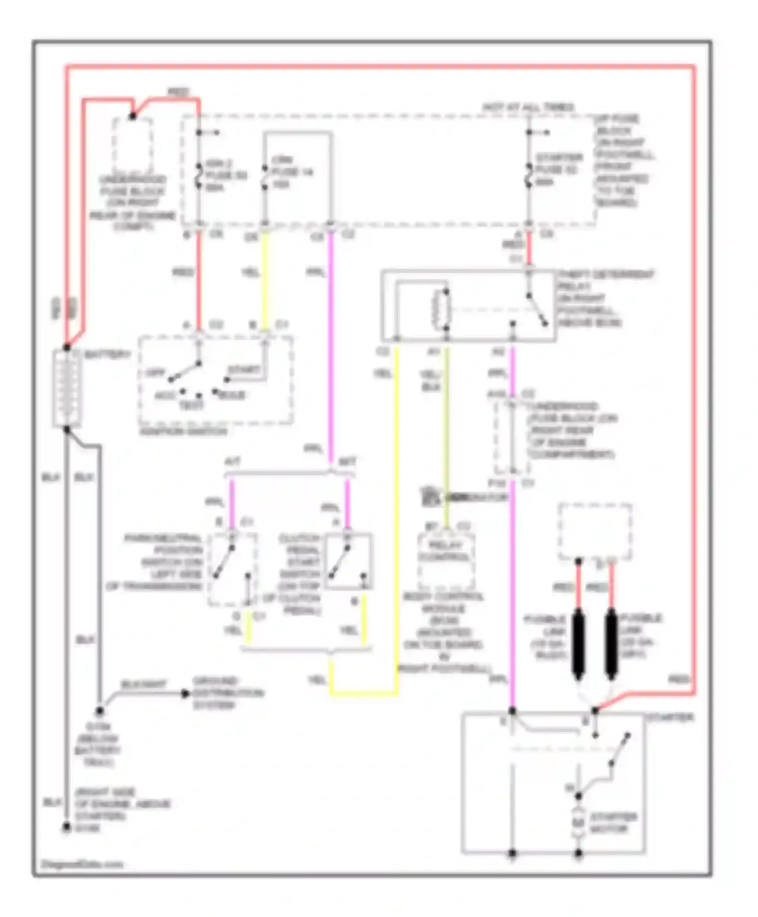 Wiring diagram ignition switch for Chevrolet Corvette C5 (1997-2004) (5 of 6)