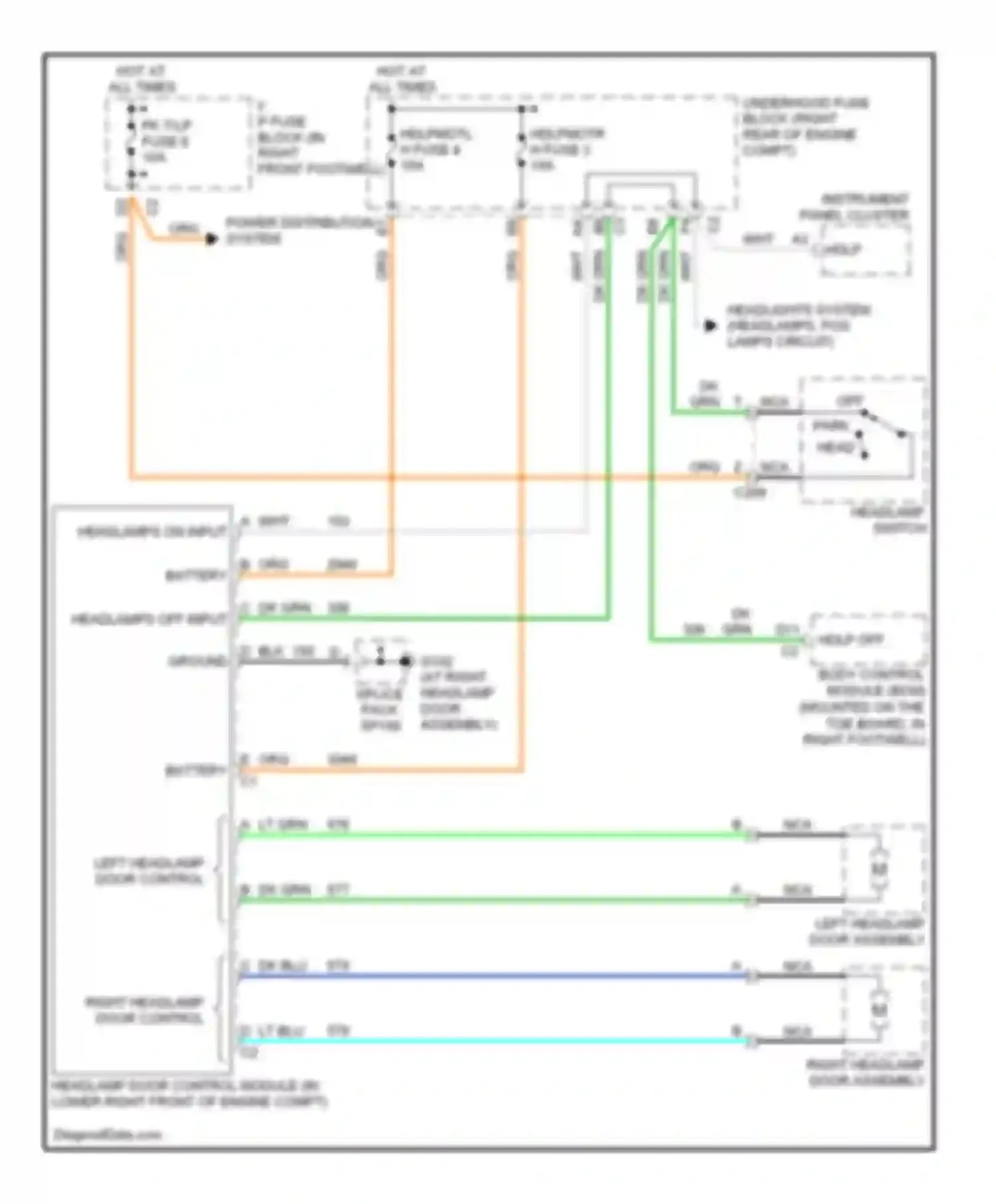 Wiring diagram pk t/lp fuse 6 for Chevrolet Corvette C5 (1997-2004) (1 of 2)