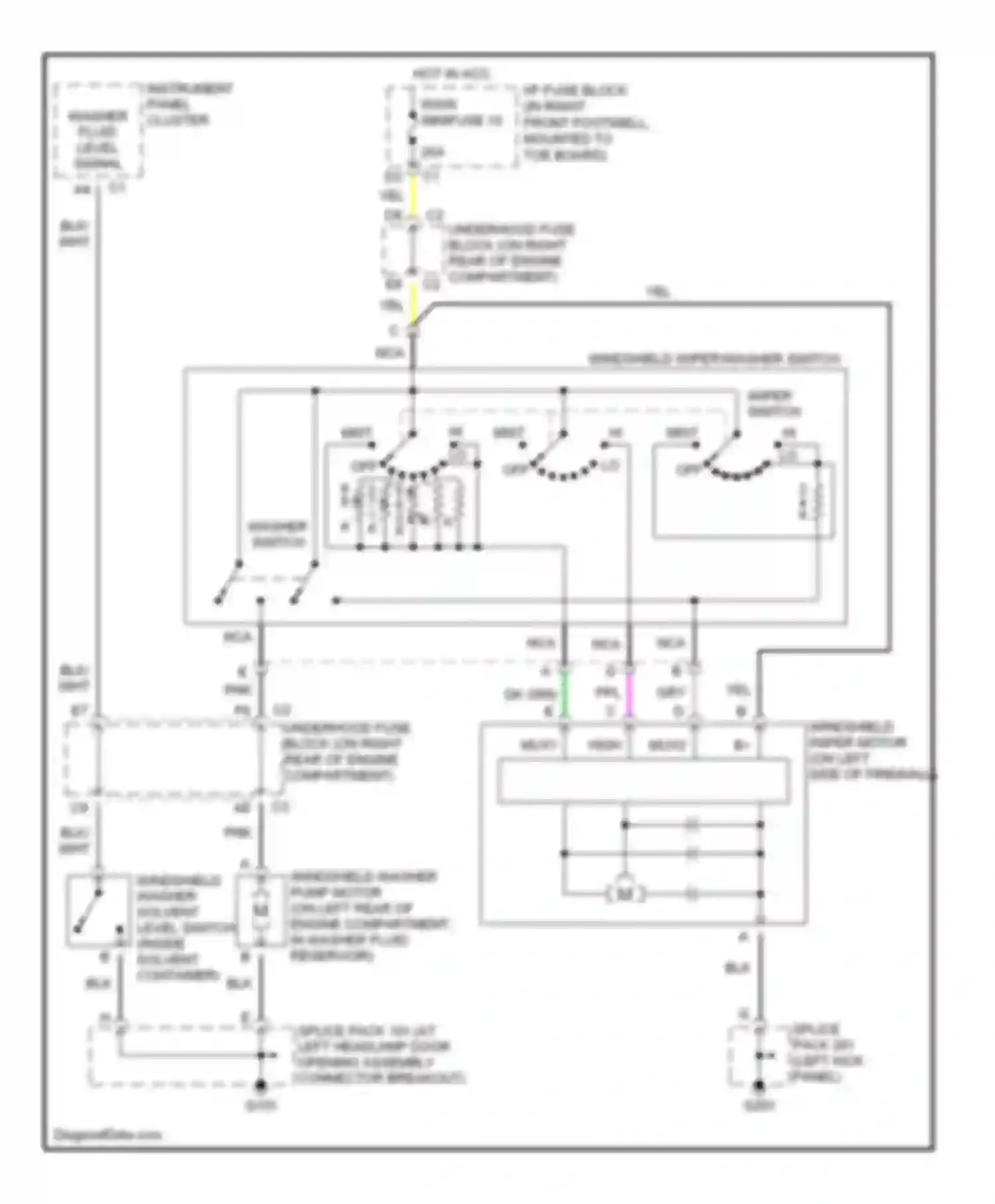 Wiring diagram washer fluid level signal for Chevrolet Corvette C5 (1997-2004) (1 of 1)