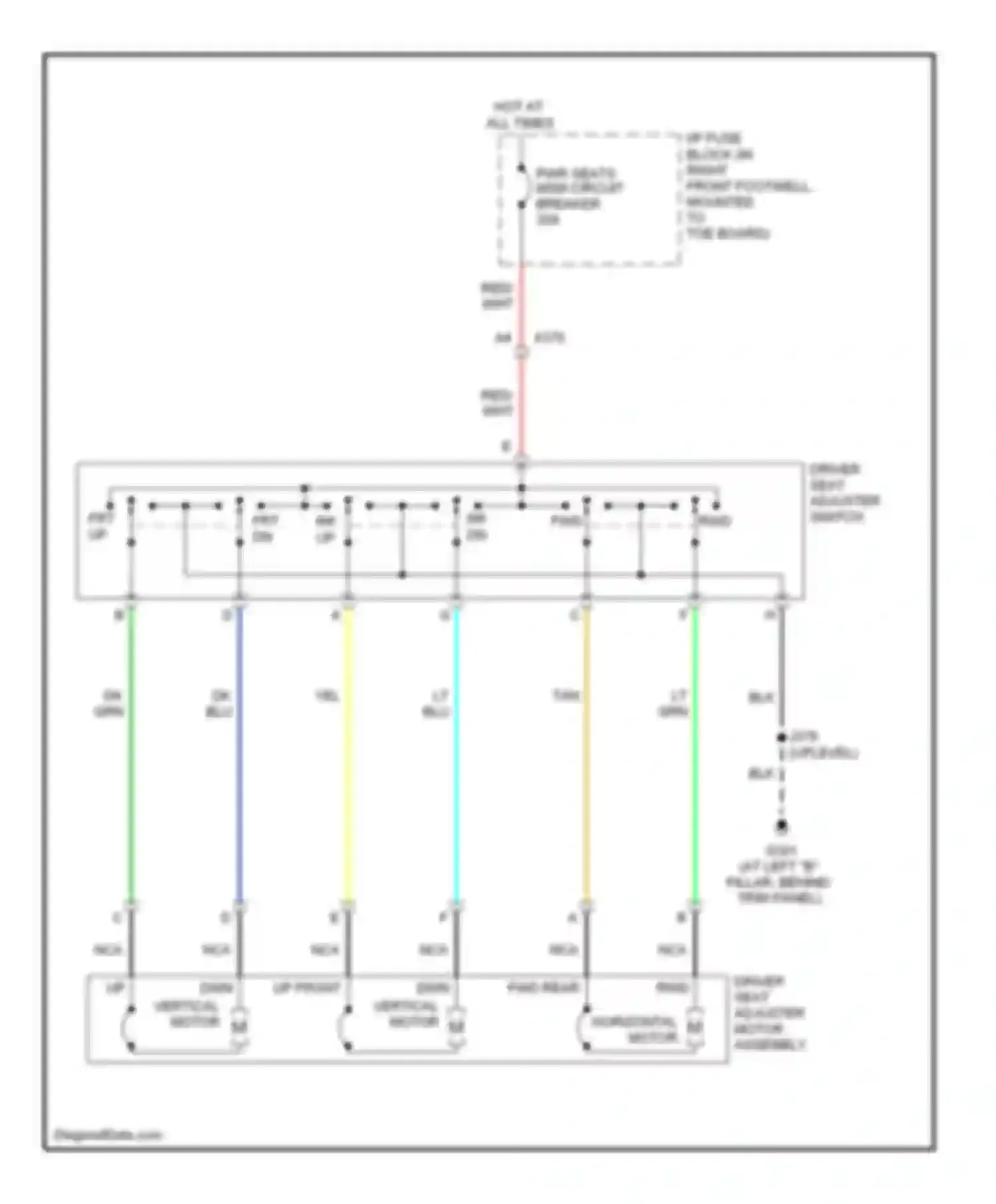Corvette Chevrolet C6 (2004-2014): Driver power seat circuit