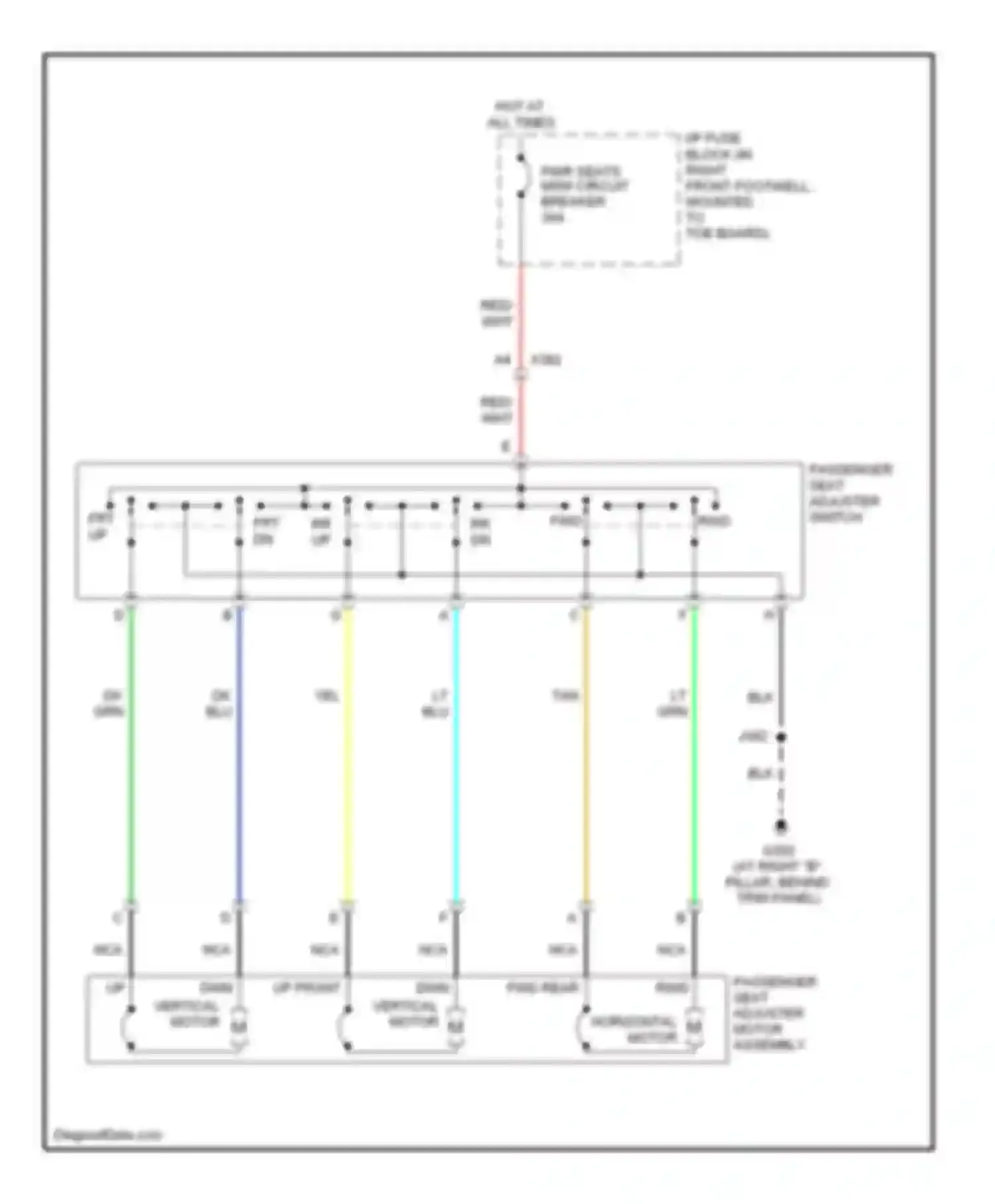 Corvette Chevrolet C6 (2004-2014): Passenger power seat circuit