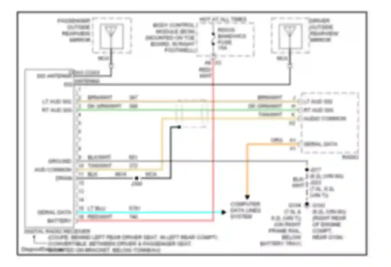 Wiring diagram driver outside rearview mirror for Chevrolet Corvette C6 (2004-2014) (6 of 6)