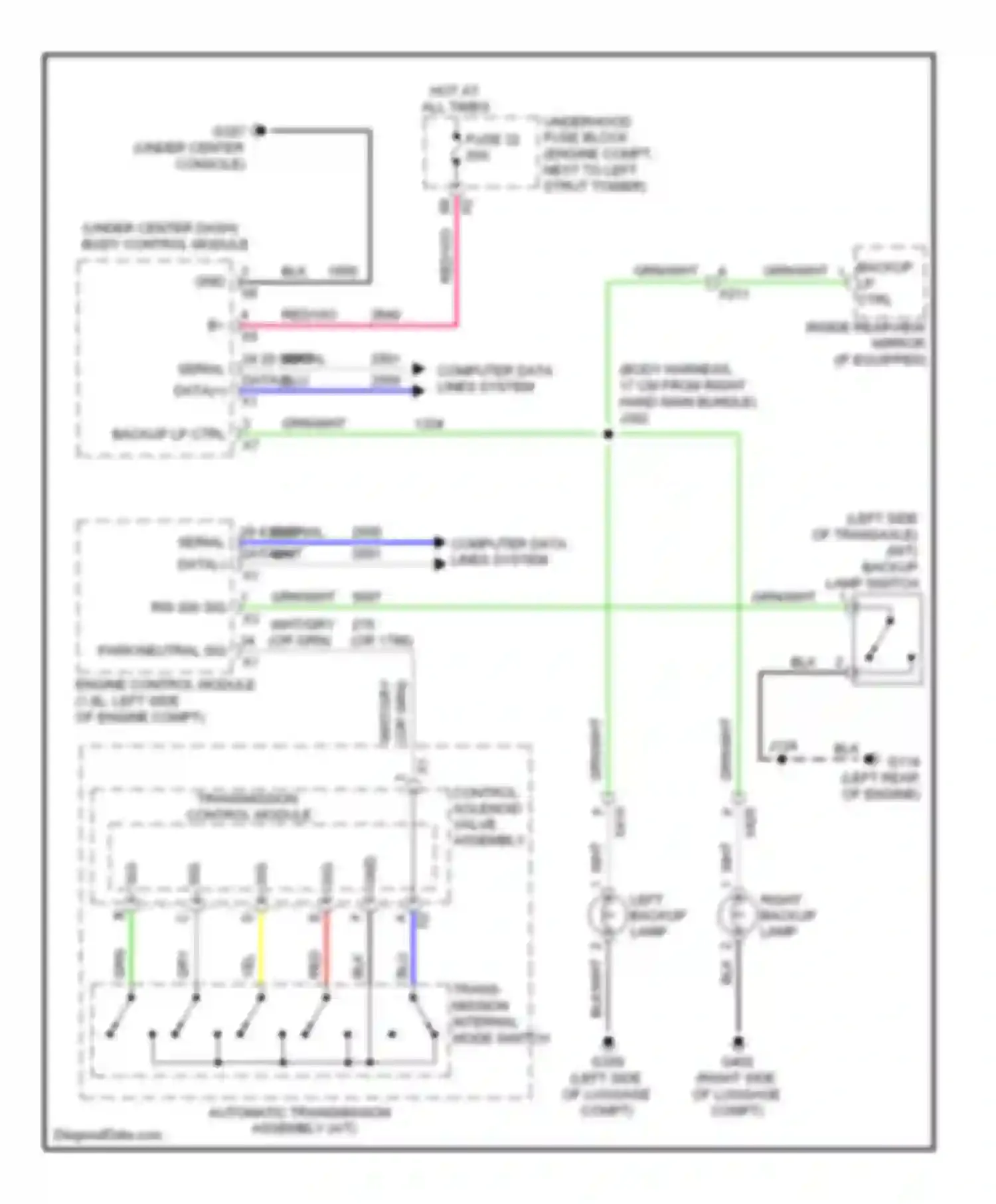 Wiring diagram backup lp ctrl for Chevrolet Cruze I facelift (2012-2015) (1 of 3)