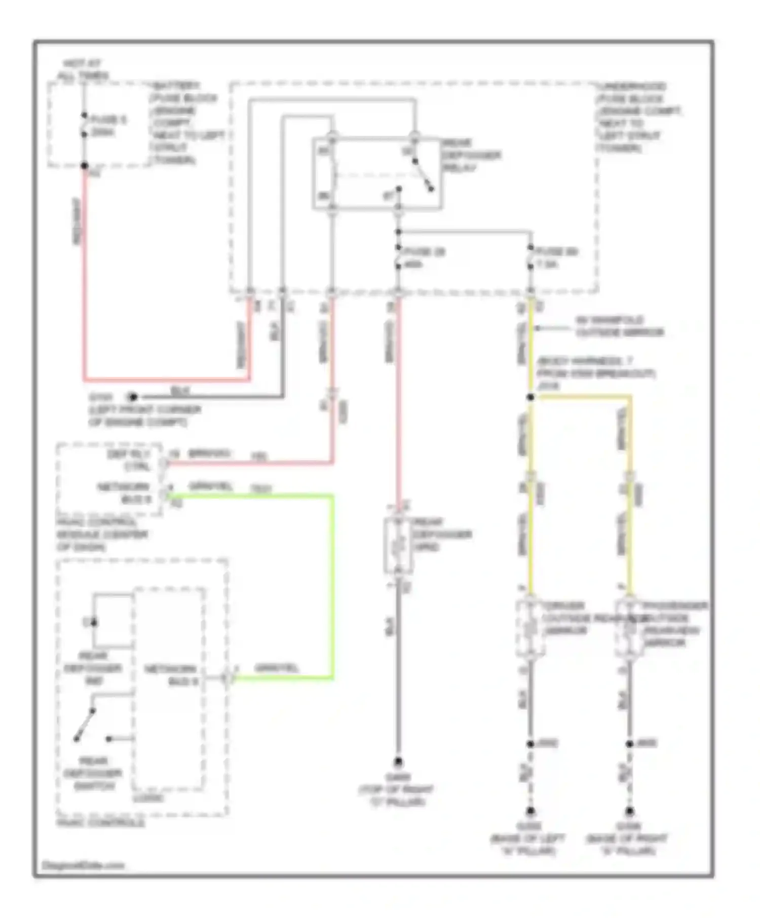 Wiring diagram rear defogger switch for Chevrolet Cruze I facelift (2012-2015) (1 of 1)